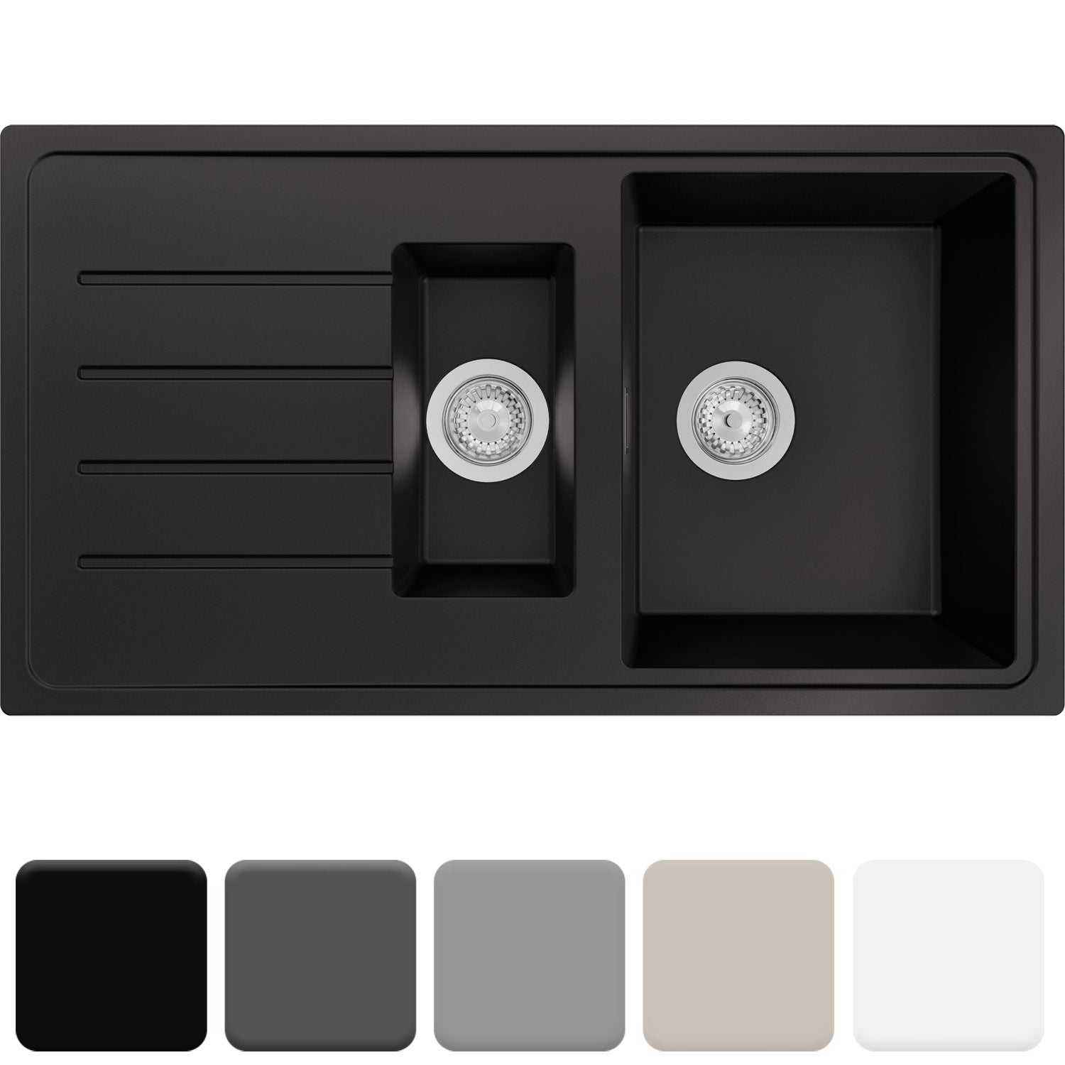 Zlewozmywak 90x50cm, do szafki od 60cm + Syfon - Ametyst Czarny STONESTYLE