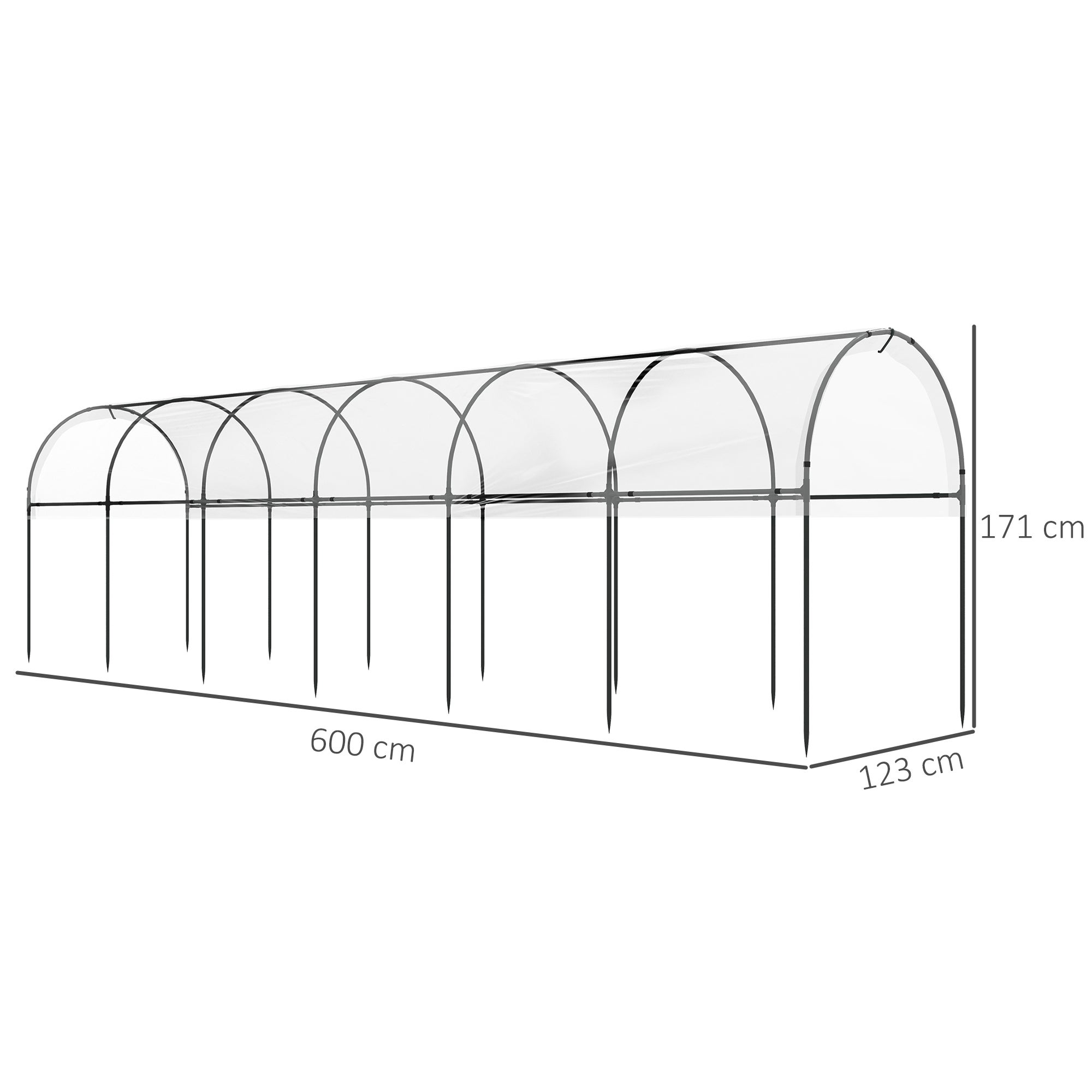 Serre de jardin serre à tomates 7 arceaux en acier bâche en plastique 6 x 1,23 x 1,71 m vert - 5