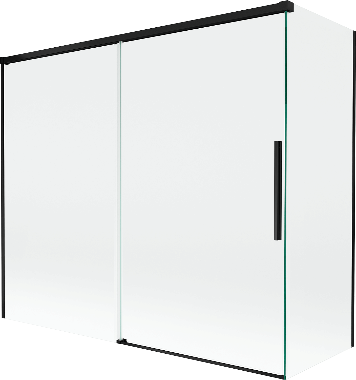 Mexen Rox parawan nawannowy 2-skrzydłowy rozsuwany 180 + 90 x 150 cm, transparent, czarny - 8C9-180-090-70-00
