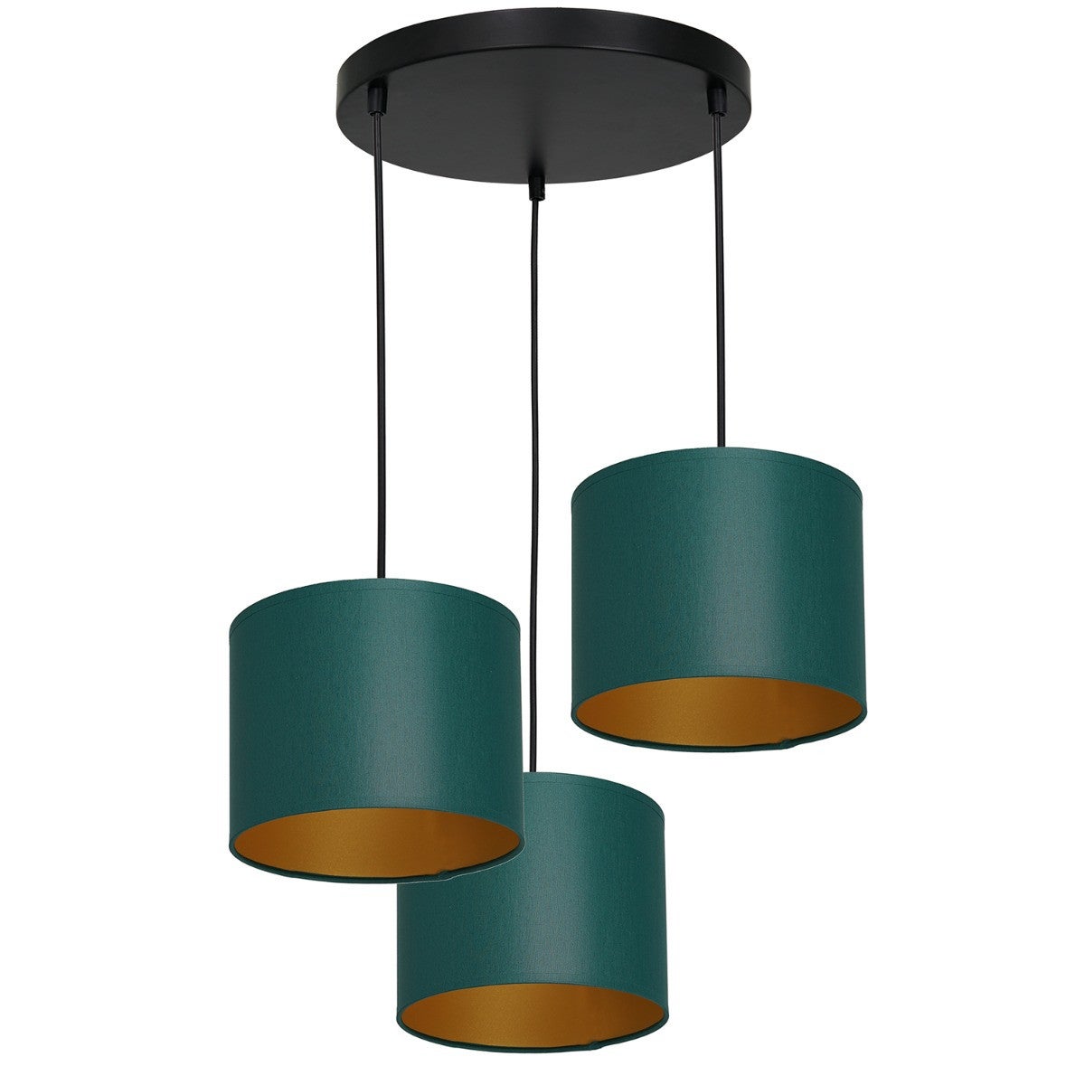 Lampa wisząca Arden zielono-czarny matowy-złota 3xE27x15W wym: 110 x 45 x 45 cm tkanina Luminex