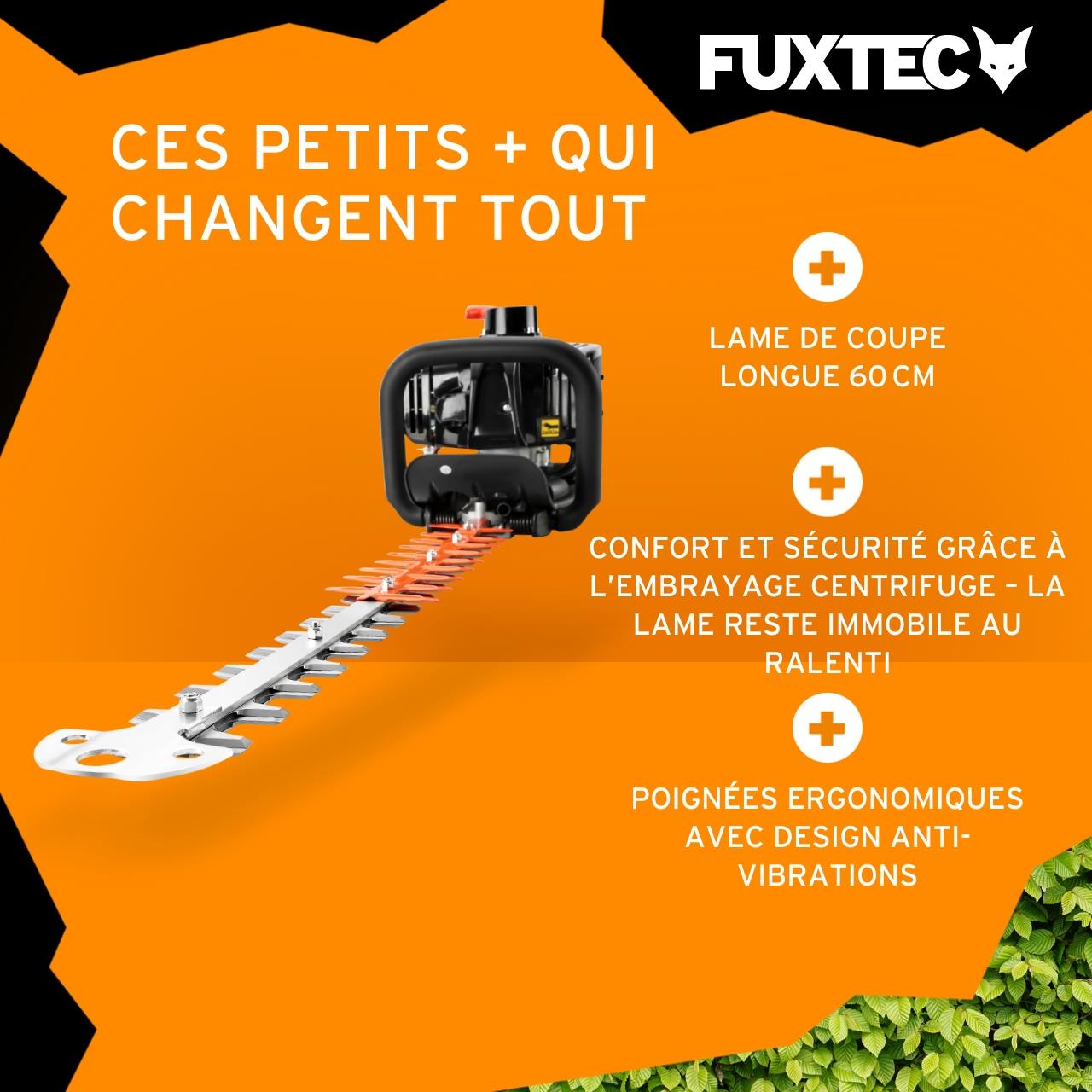 Taille-haies thermique FUXTEC FX-MH123ECO 2T 25,4 cm3, lame 560 mm, coupe 28 mm, ergonomique & anti-vibrations - 4