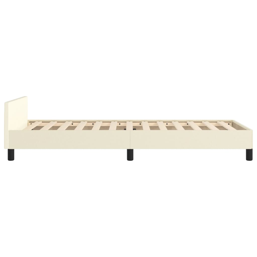 Cadre de lit sans matelas en similicuir crème, pour la chambre, 100 × 200 cm - 7