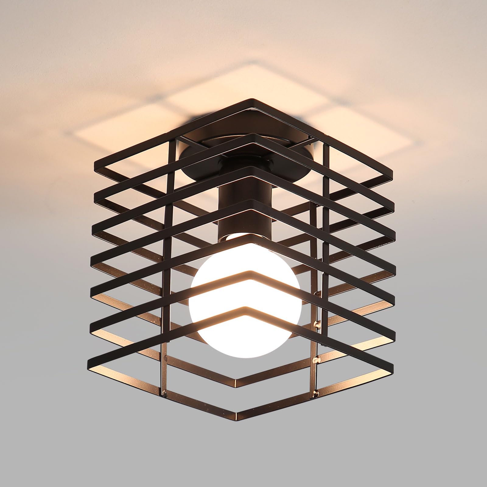 Retro lampa sufitowa w klatce szt kwadratowa żelazna lampa ścienna klatce przemysłowa lampa sufitowa odpowiednia salonu jadalni korytarza bez żarówki