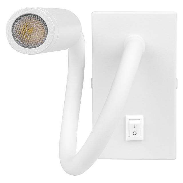 Kinkiet LED do czytania Leo 3W 150lm elastyczna szyjka neutralne światło 4000K biały MasterLED