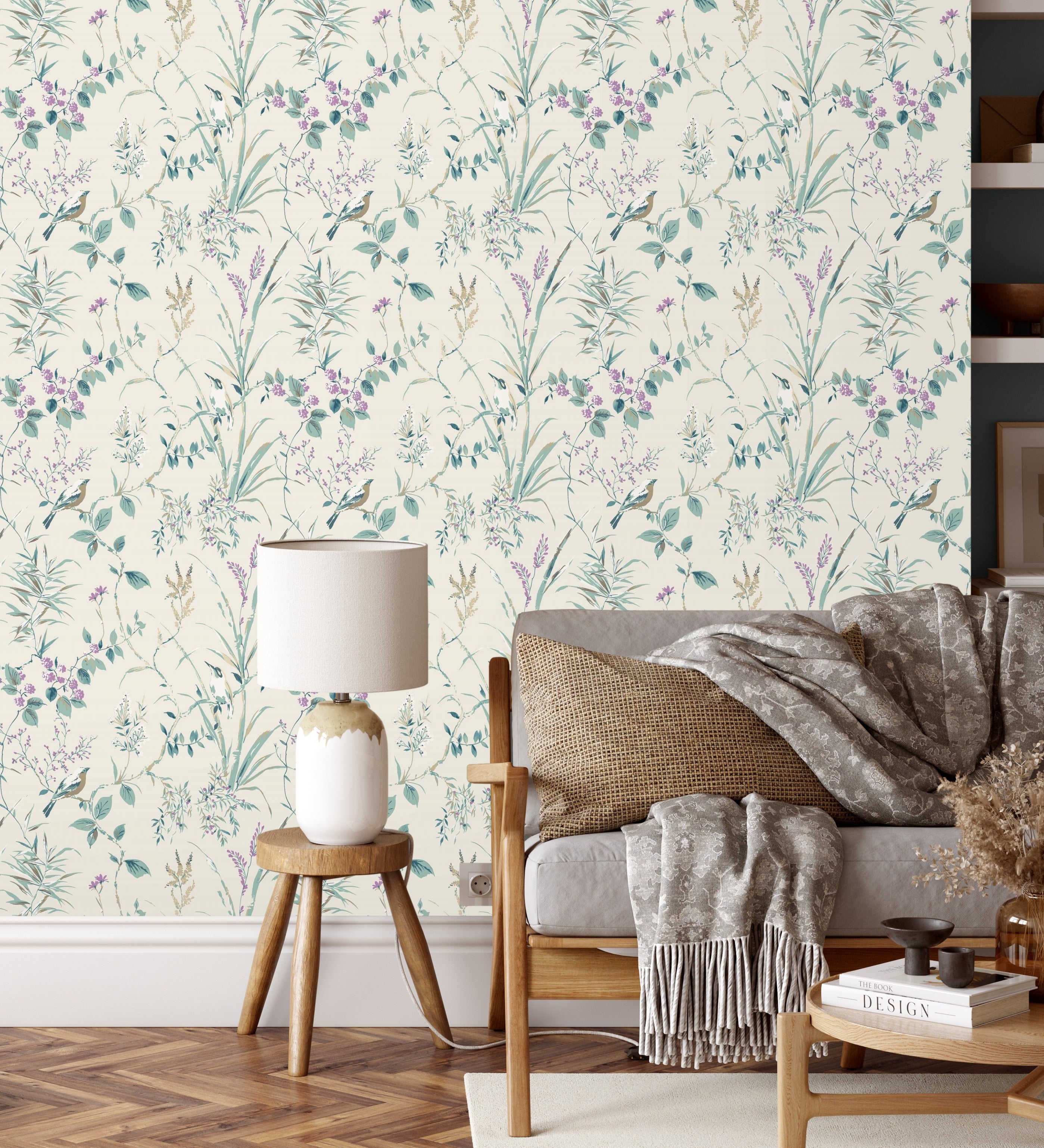 Papel pintado lavable de ramas flores y pájaros estilo romántico - Alison Garden 680930 de GAULAN - Rollo de 10 m x 0,53 m - 6