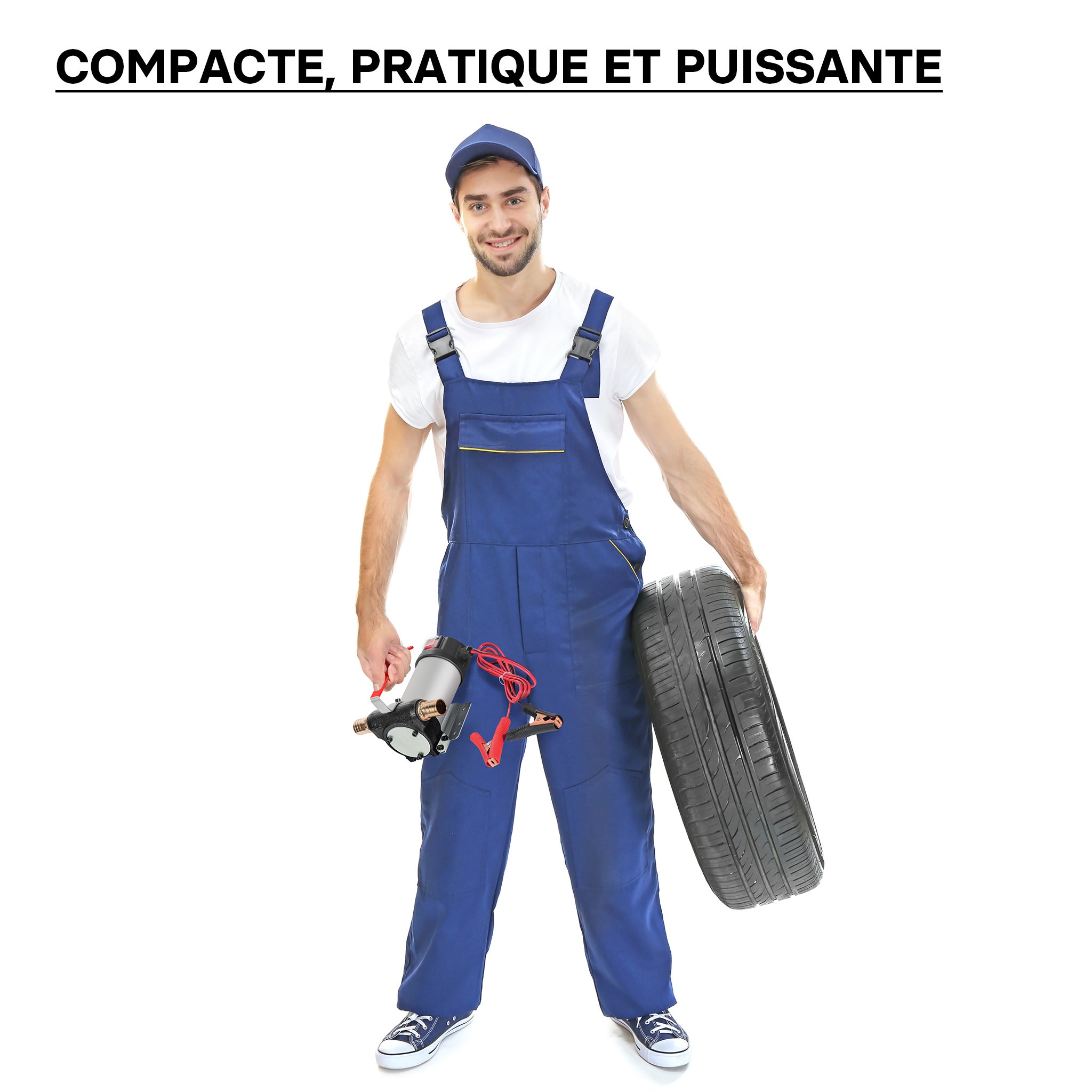 Wiltec Pompe d'aspiration à Fuel Diesel auto-amorçante – 12 V / 150 W / 40 l/min – avec Bornes de batterie – Pour gazole et huile de diesel, vidang... - 8