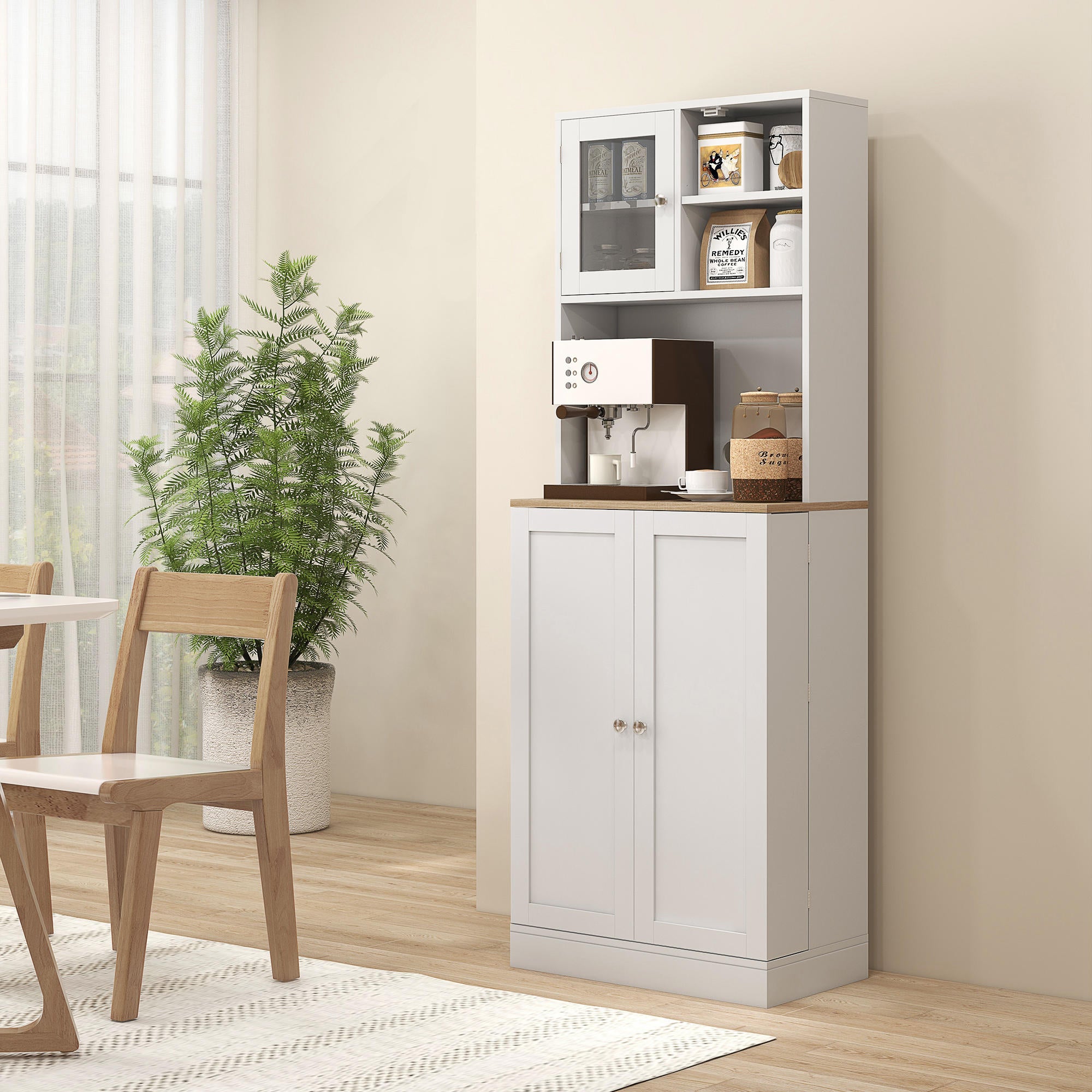 Alacena de Cocina HOMCOM Melamina de Madera Blanco 60x35x169 cm - 5