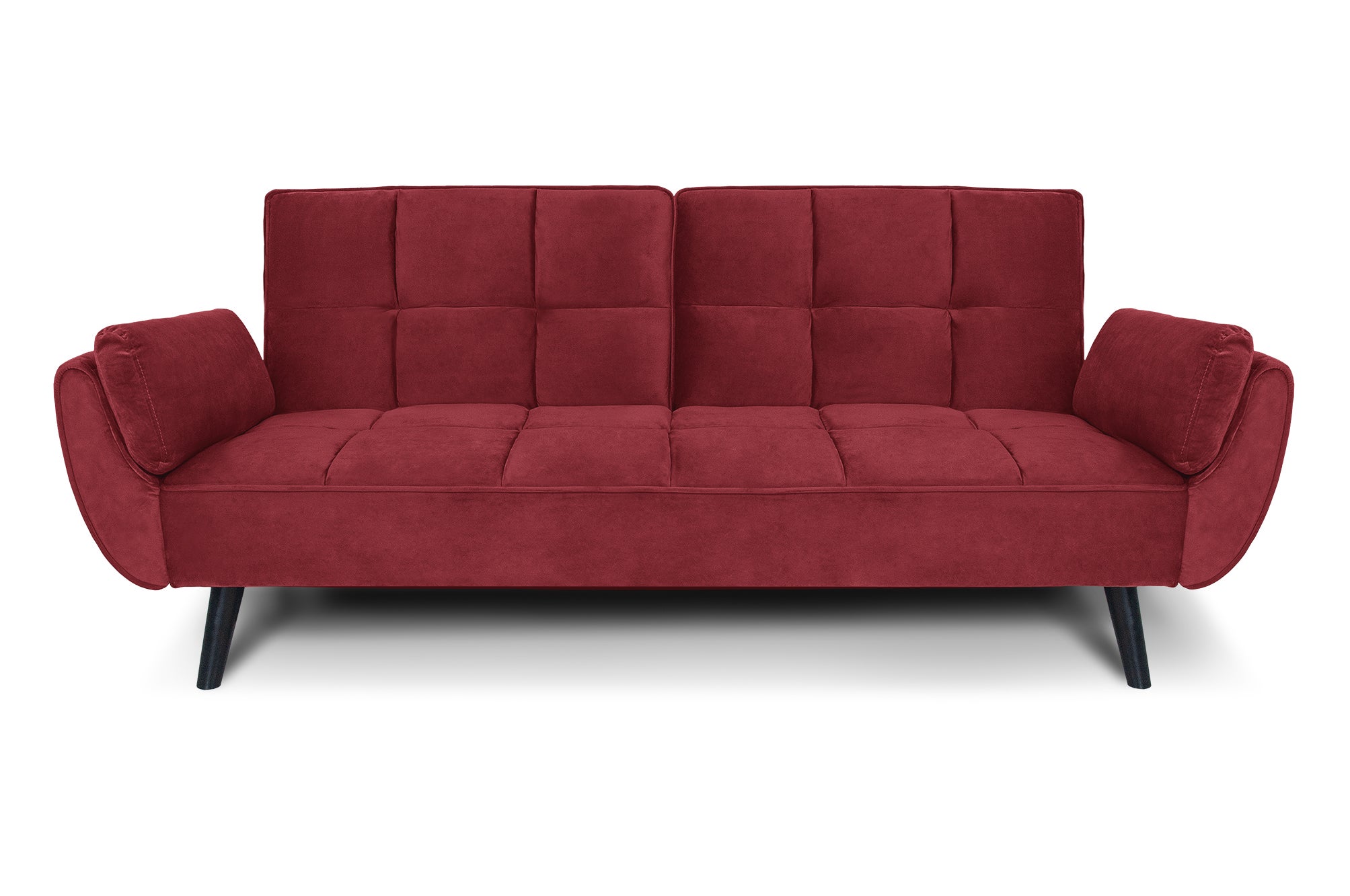 Divano letto clic clac in velluto bordeaux piede nero Ambra