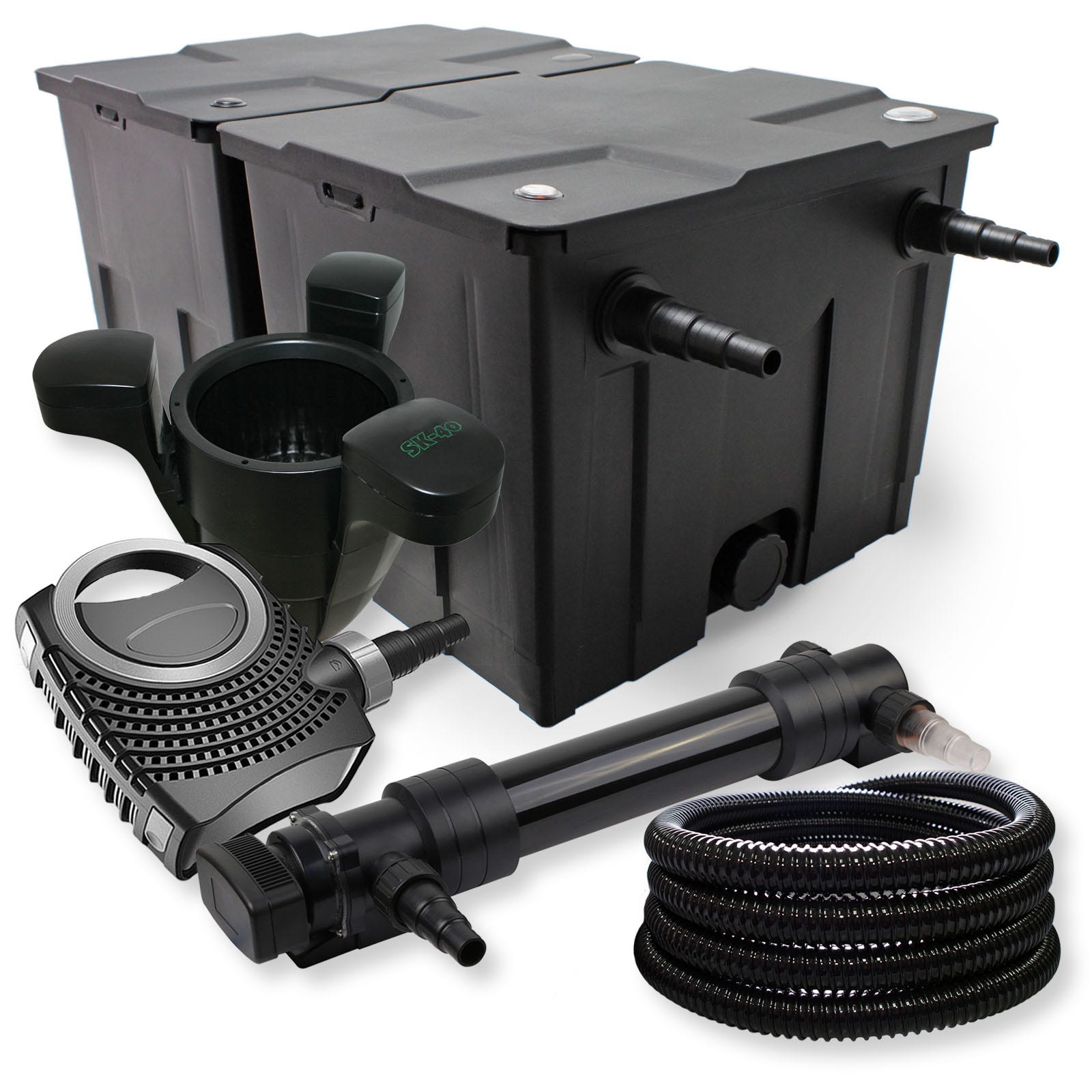Sunsun Set SunSun Set Filtro a 2 camere laghetti 60000l Chiarificatore UVC 36W ...