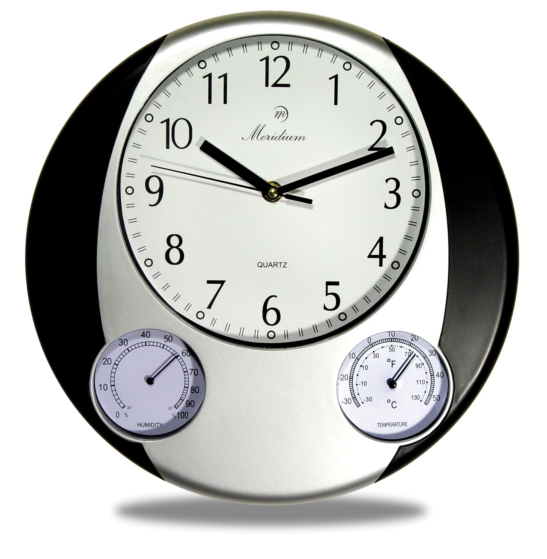 Reloj de cocina negro de 32 cm con termómetro e higrómetro