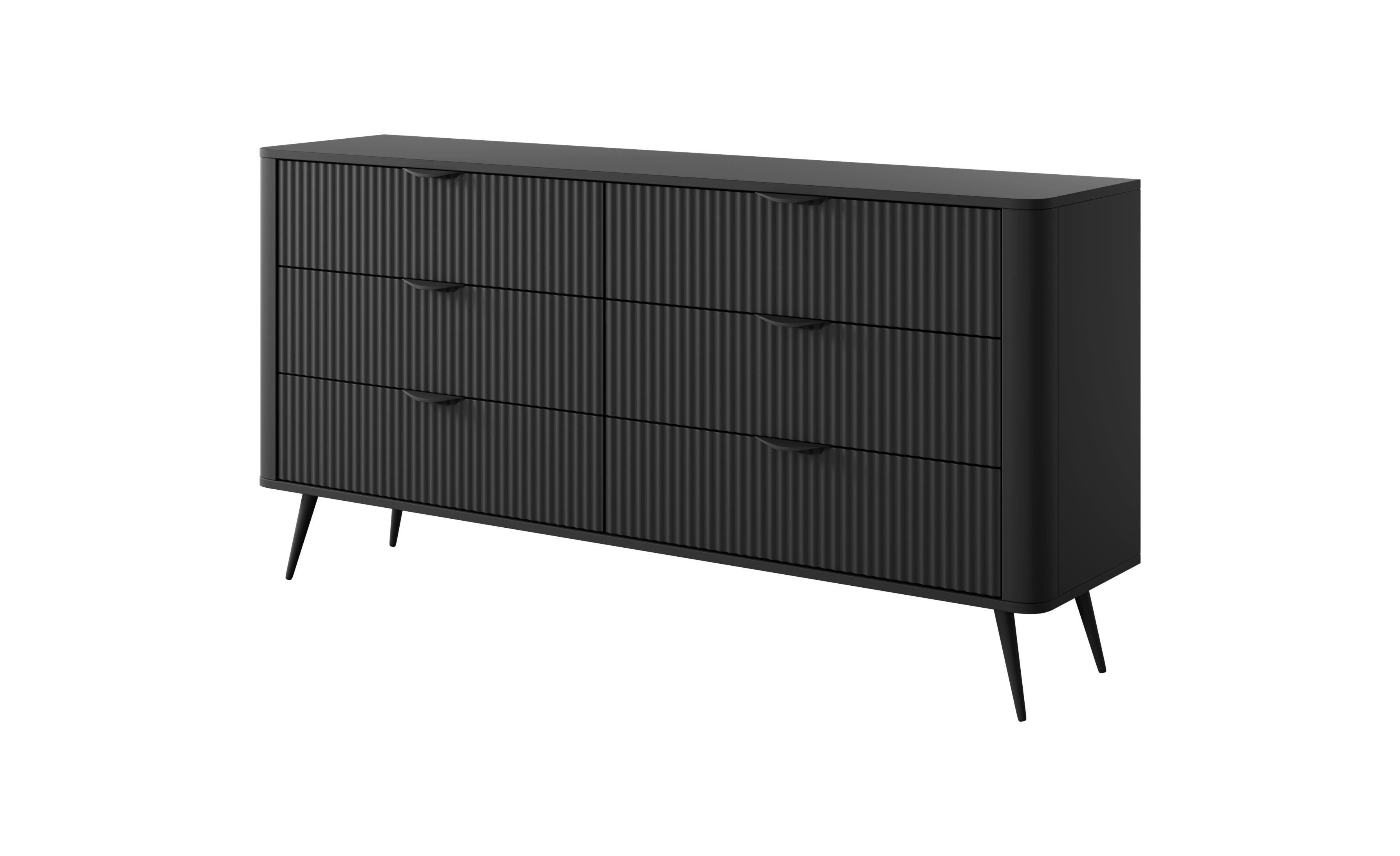 Komoda: 6 szuflad, czarna, 163,2 x 38 x 81,2 cm
