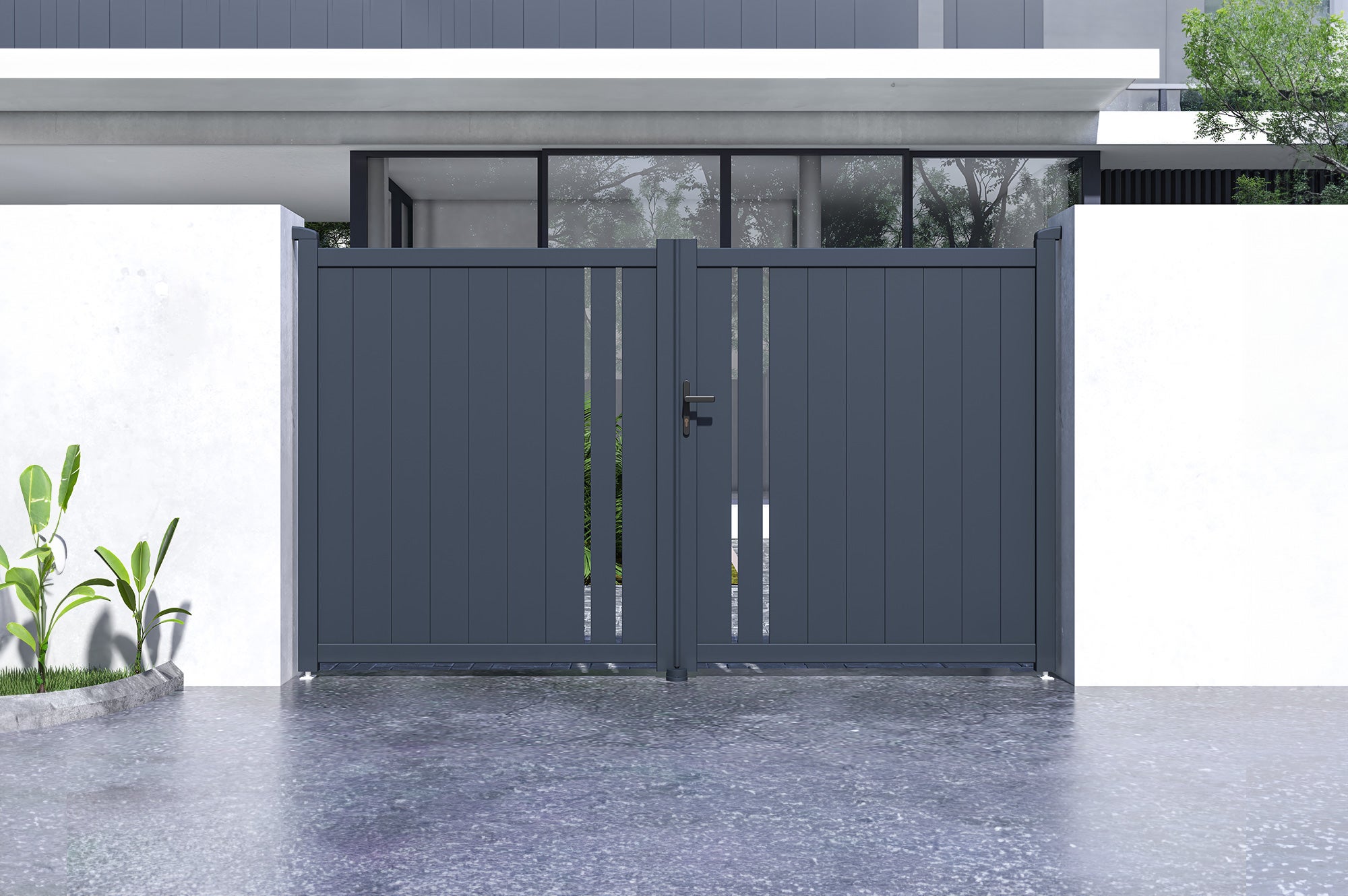 Portail battant 3m GIONA H.180 aluminium gris - 2