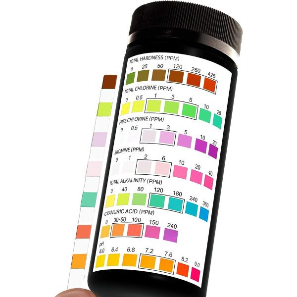 Bandelettes de test pour piscine et spa - Paquet de 100, teste le pH, le chlore, le brome, la dureté et plus encore, précises et polyvalentes - 2