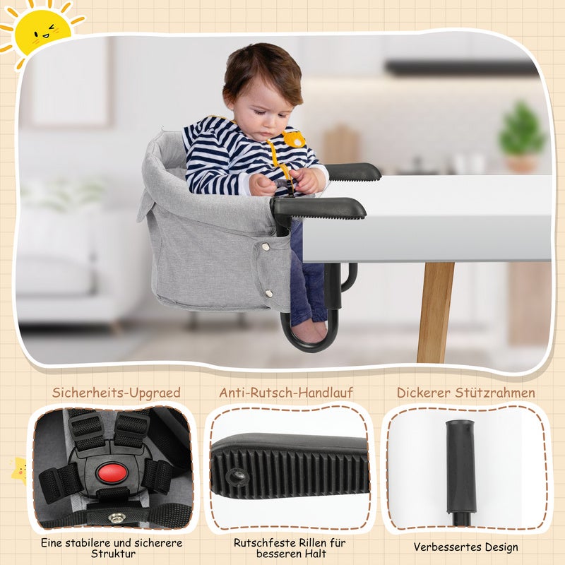 Siège de table bébé 6-36 mois Rehausseur de siège Chaise bébé Siège bébé pliable Booster pour tables de 2-8cm d'épaisseur - 5