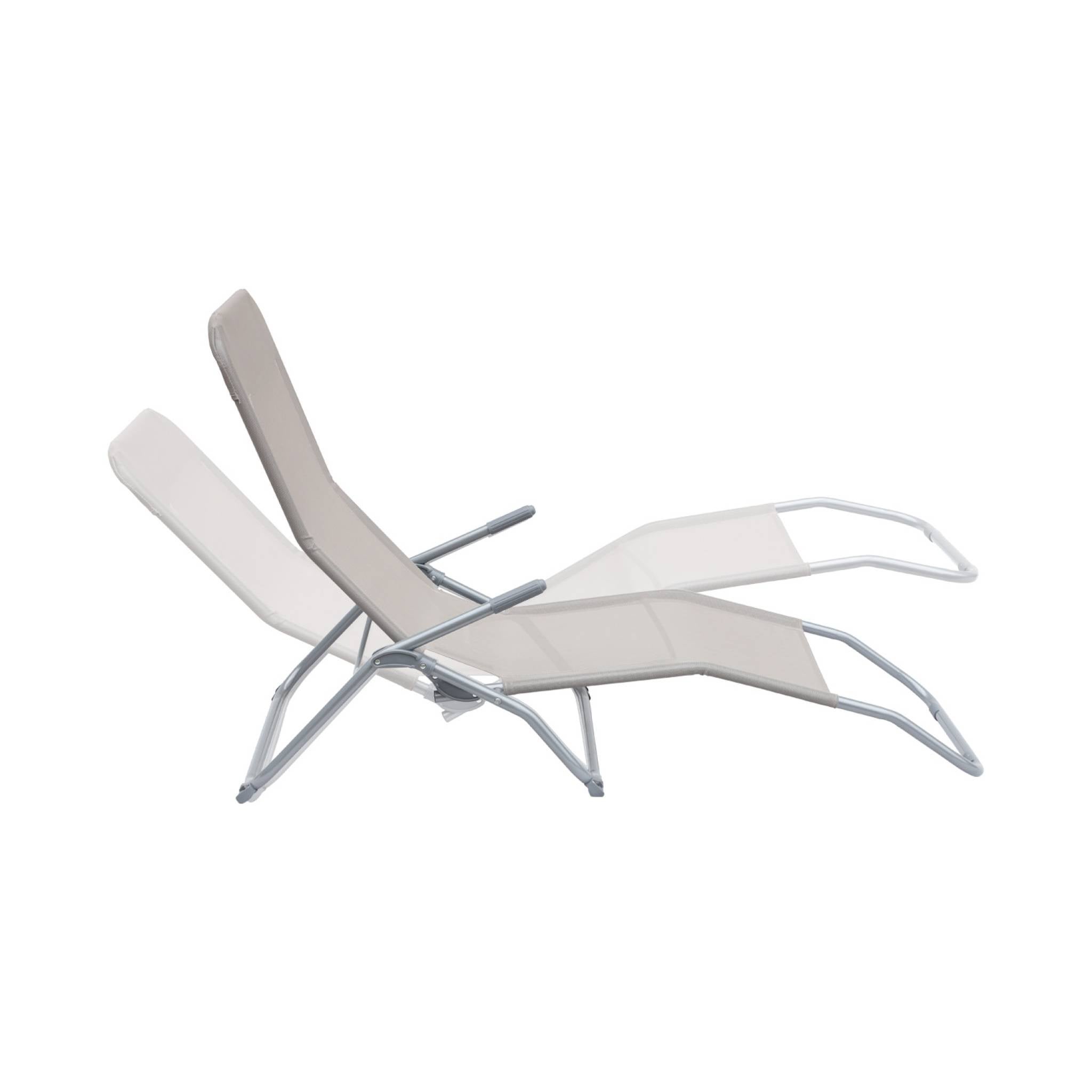 Tumbona plegable de textileno con 2 posiciones, set de 2 Gris pardo - 60x165x70 cm - 5
