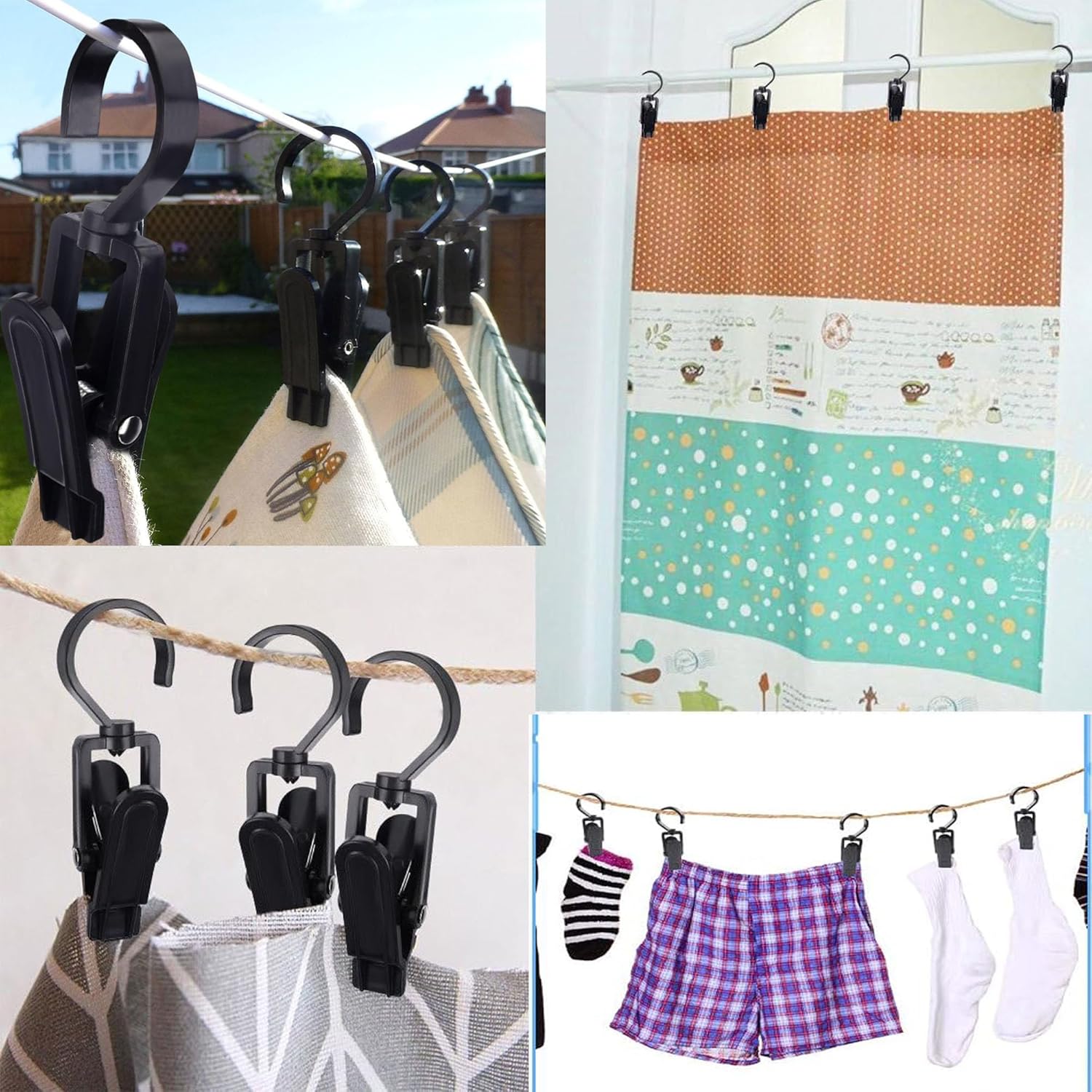26 Crochets à Linge Pivotants 360° - Acier Inoxydable - Pour Corde à Linge, Rangement - Maison, Voyage, Camping