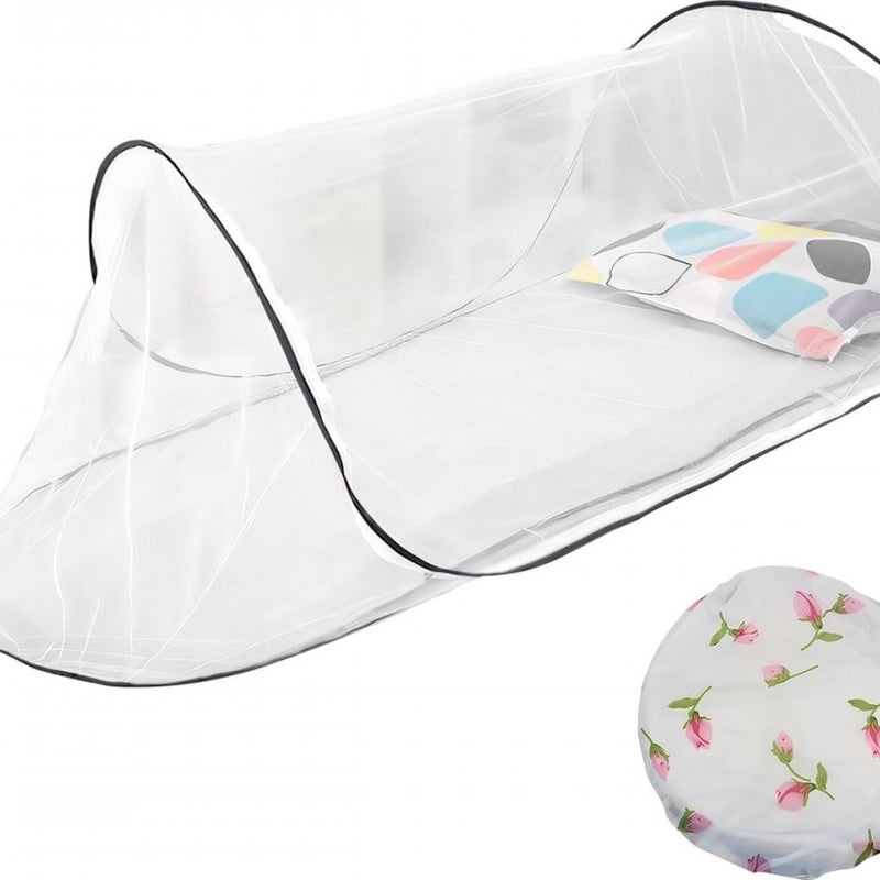 Składana moskitiera na łóżko – dł. 210 x wys. 56 x szer. 80 cm – rozkładany namiot z moskitierą – przeciw komarom, nie wymaga montażu