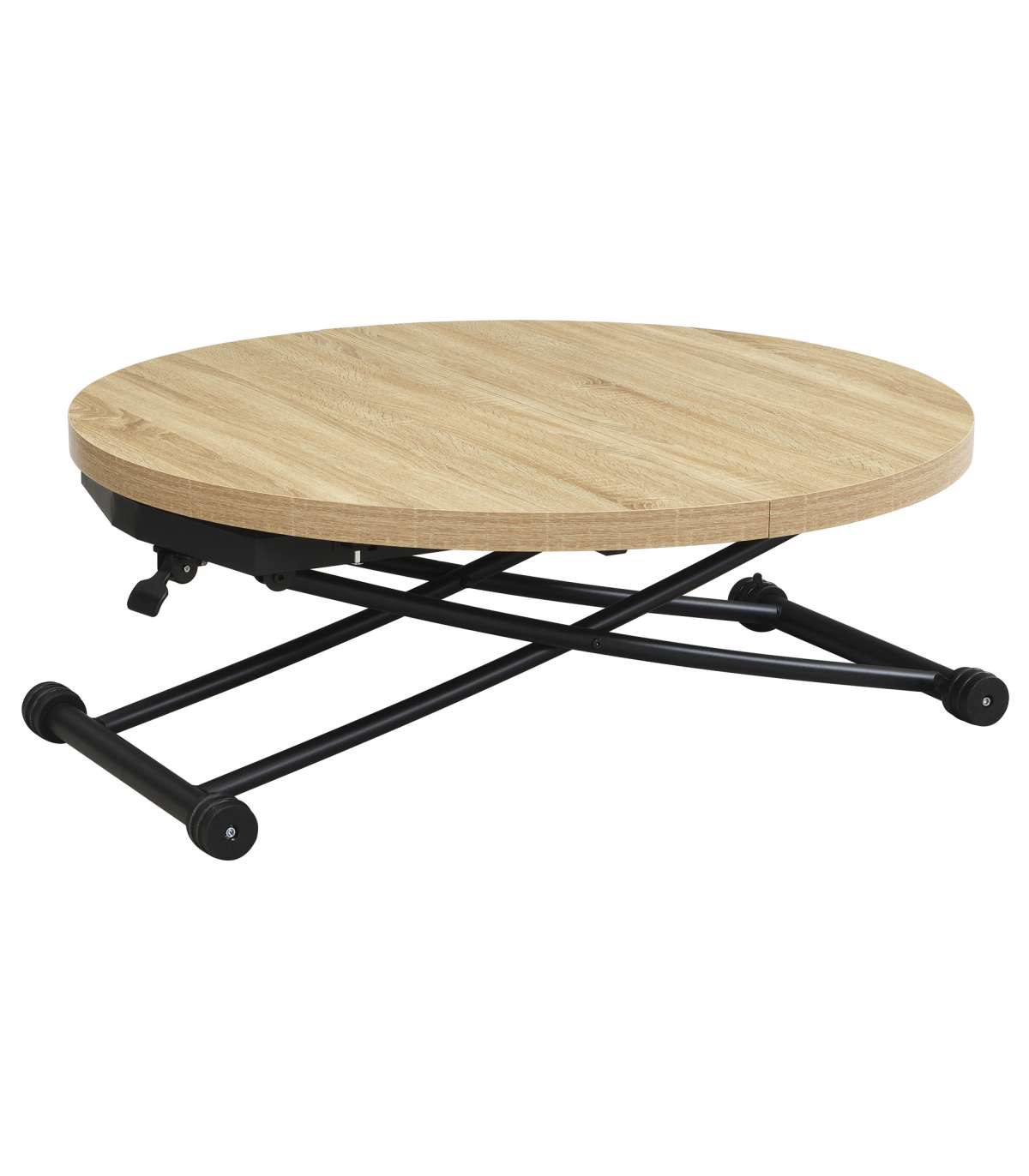 Adec Mesa Centro Redonda Elevable Y Extensible Funcional Negro/Negra , Leroy Merlin
