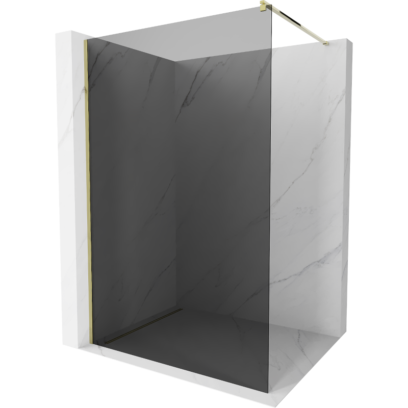 Mexen Kioto ścianka prysznicowa Walk-in 130 x 200 cm, grafit 8 mm, złota - 800-130-101-50-40