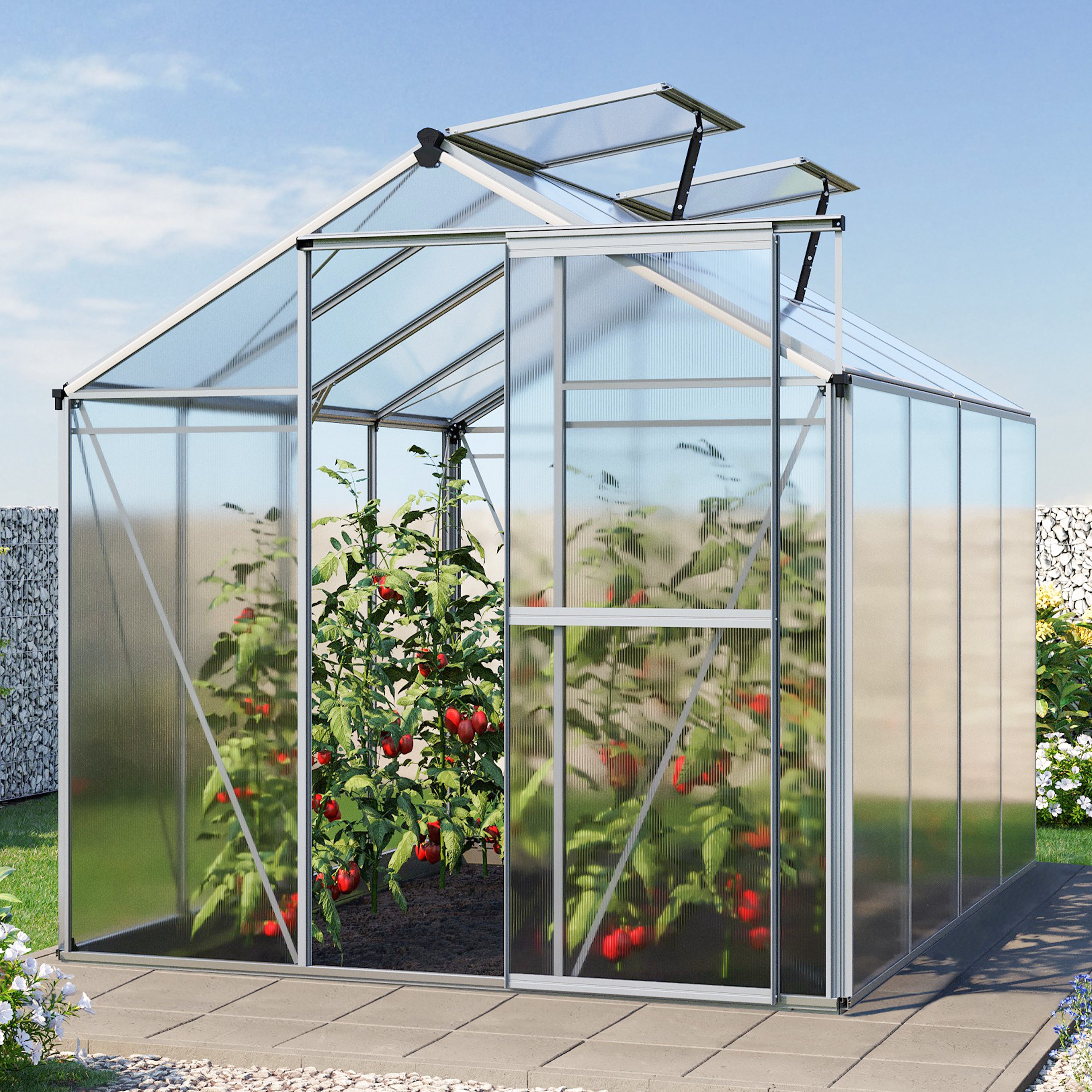 GFP Serre de jardin Jasmin 4 structure en aluminium 192 x 256 cm panneaux en polycarbonate - 2