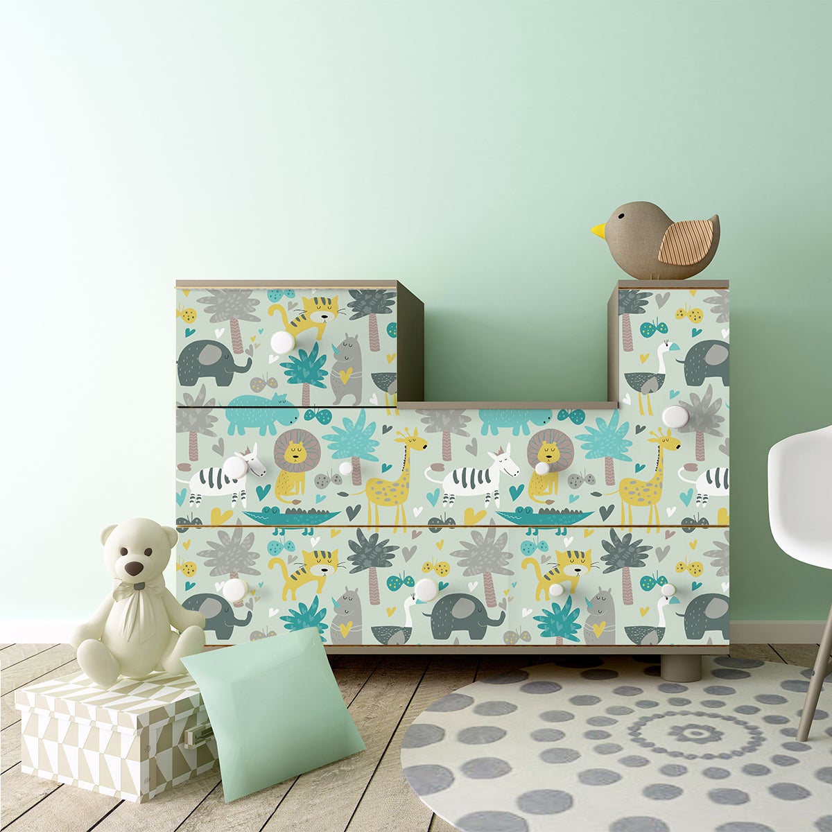 Pegatina muebles para niños animales de la sabana - adhesivo de pared - revestimiento sticker mural decorativo - 60x90cm