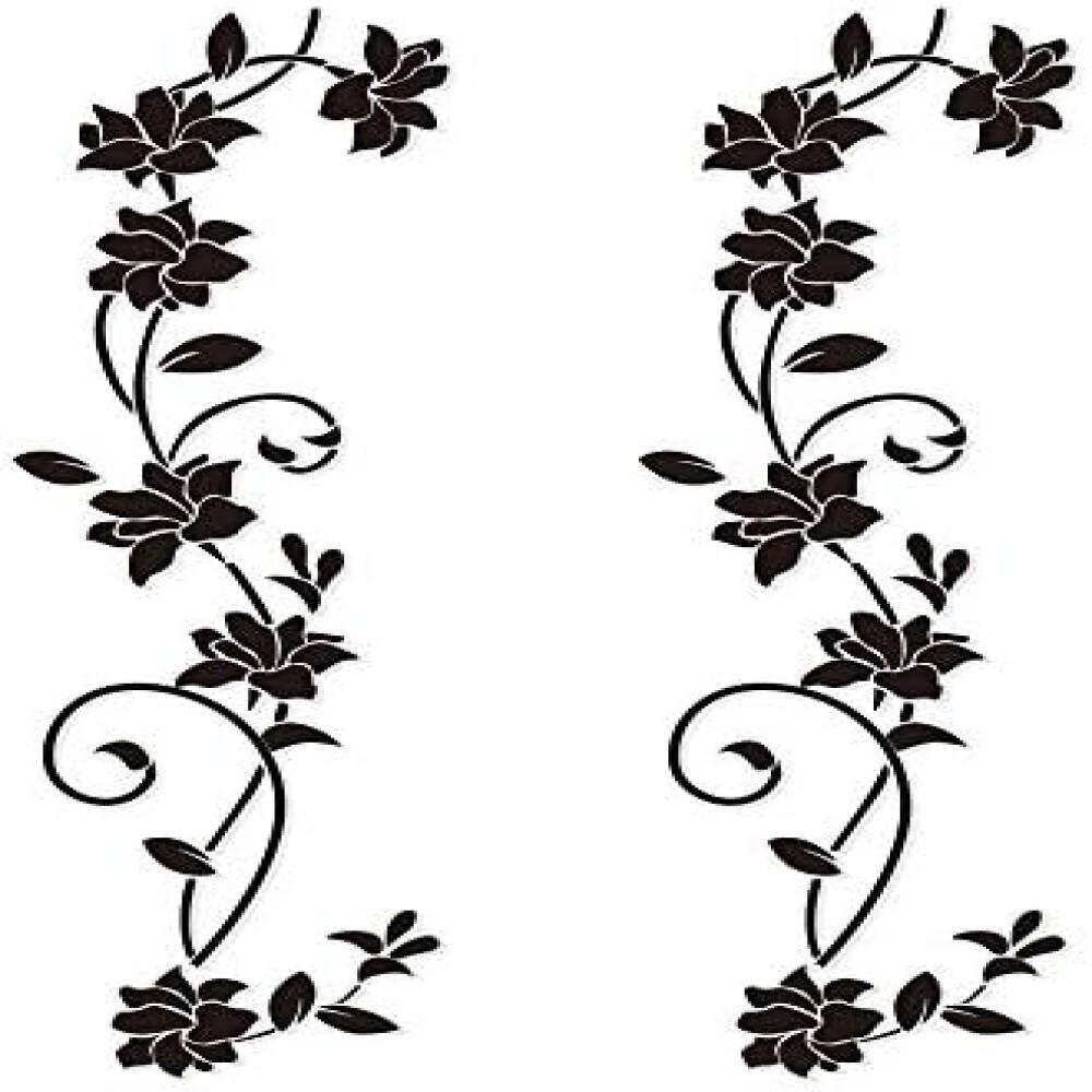 Juegos de pegatinas de pared de PVC con diseño de flores negras de 105 x 30 cm para dormitorio infantil, sala de estar, oficina, restaurante y tienda.
