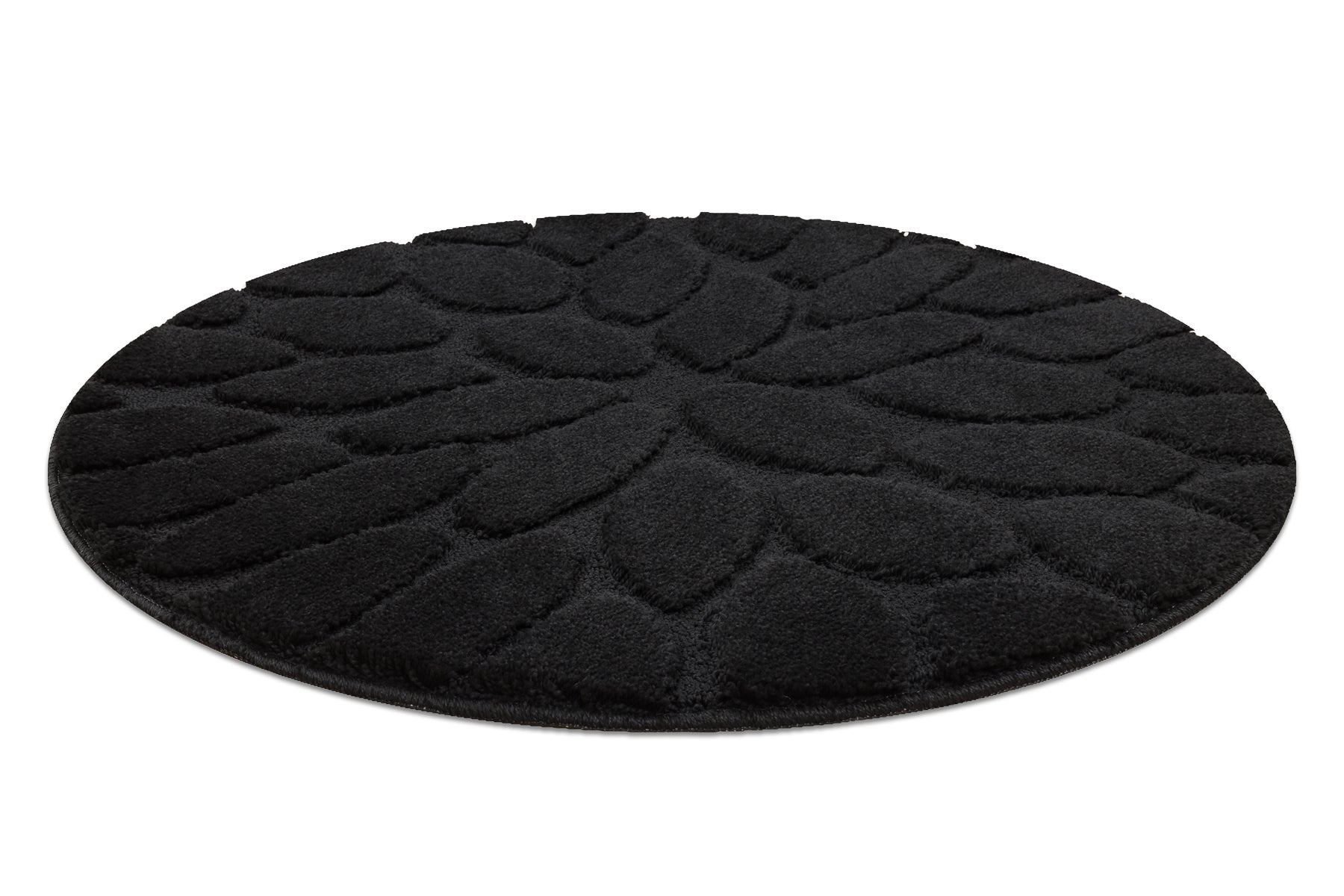 Tapis de salle de bain SUPREME cercle STONES, des pierres, antidérapant, doux - noir cercle 100 cm - 2