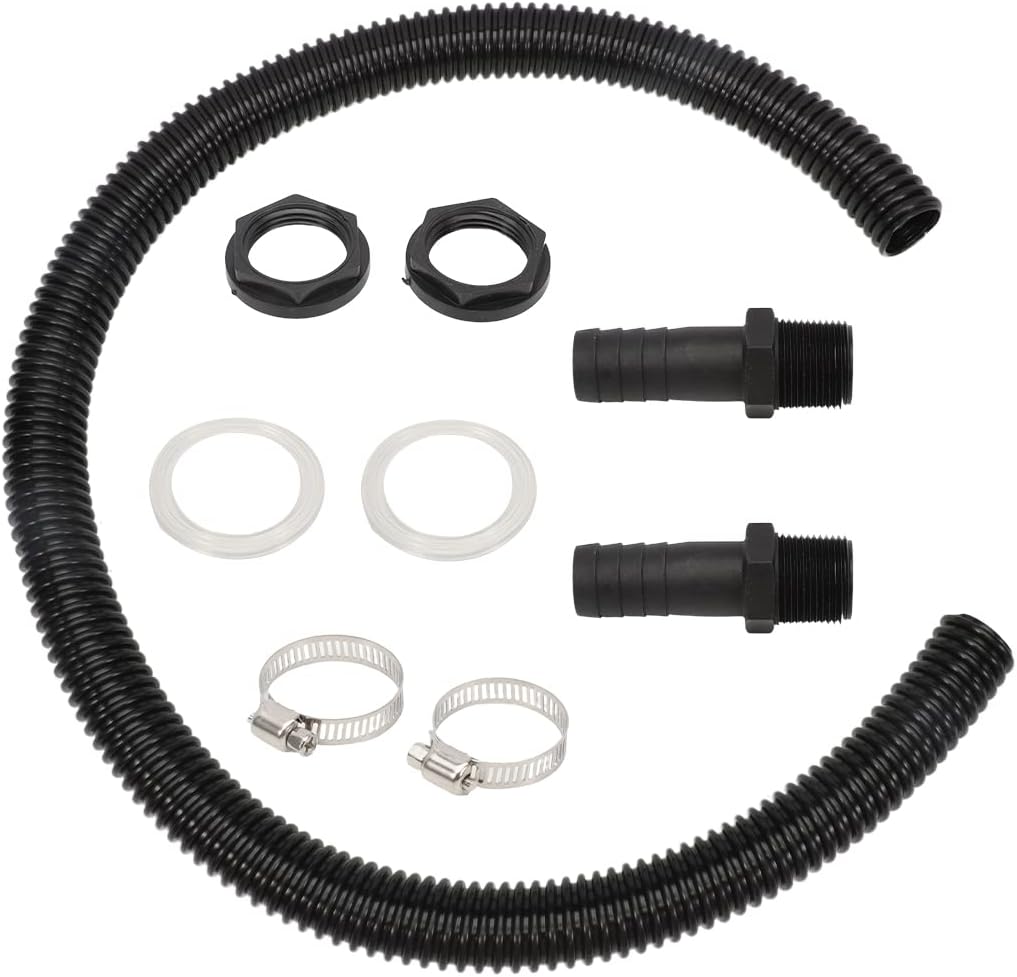 Zestaw do Odzyskiwania Wody Deszczowej - Przyłącze do Beczki z 2 Obejmy i 2 Wężami 25mm, Dysza Przyłączeniowa 50cm, Prosta Instalacja