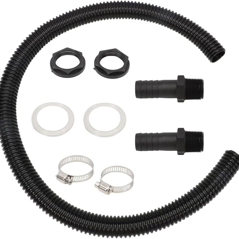 Zestaw do Odzyskiwania Wody Deszczowej - Przyłącze do Beczki z 2 Obejmy i 2 Wężami 25mm, Dysza Przyłączeniowa 50cm, Prosta Instalacja