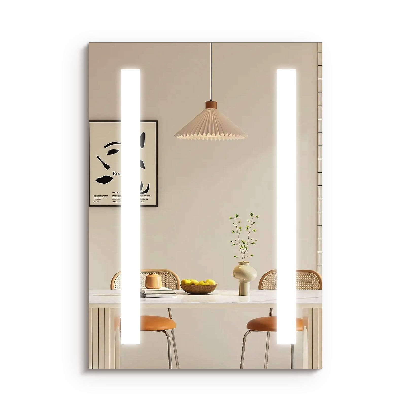 OHMG Miroir Salle De Bain LED Lumière Blanche Froide 22W - Tactile, IP67, Cadre Aluminium