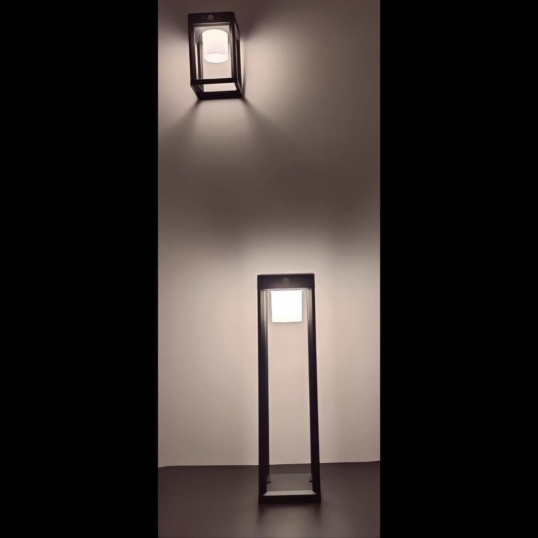 Lampeggiante Solare a Led in Alluminio Nero con Sensore di Movimento e Crepuscolare 3000k - 2