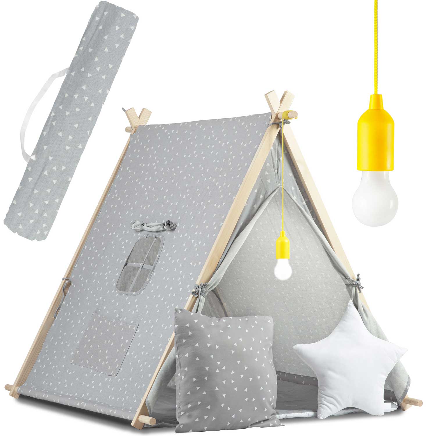 Tipi namiot dla dzieci Nukido NK-405 poduszki lampka LED bawełna Premium