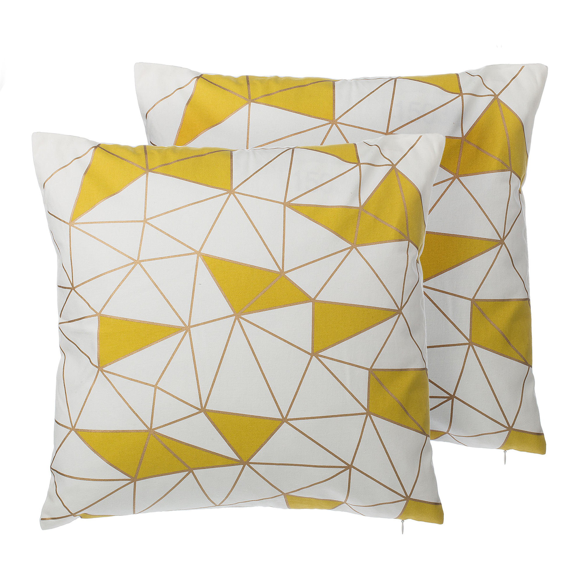 Beliani conjunto de 2 cojines clarkia algodón 45 x 45 cm geométrico amarillo