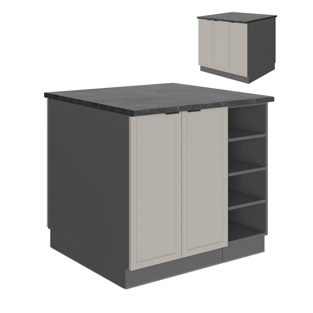 Vicco Wyspa kuchenna Fame-Line, GreyBeige, 90 cm bez blatu roboczego