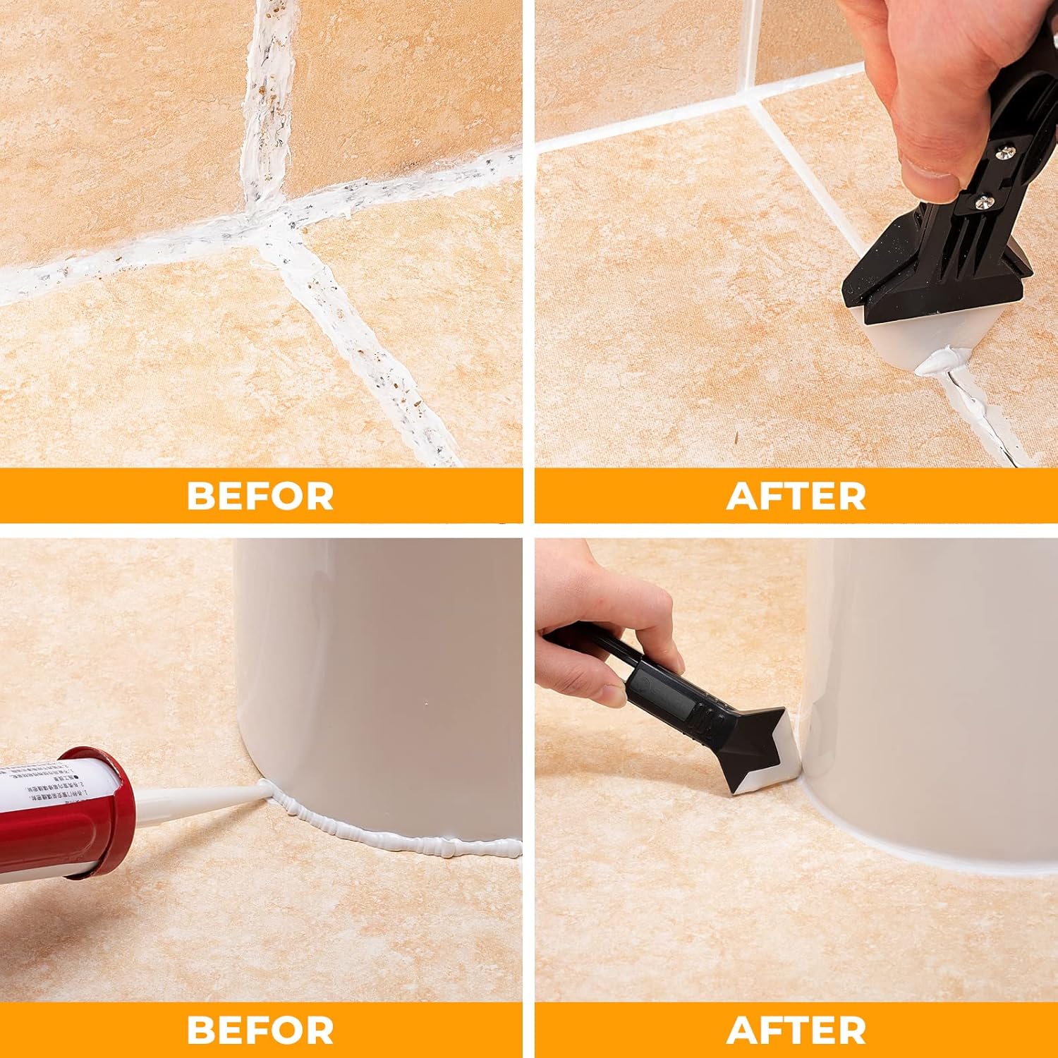 Raspador de silicona 3 en 1: raspador, removedor de adhesivo, raspador de grietas, removedor de adhesivo para azulejos. - 4