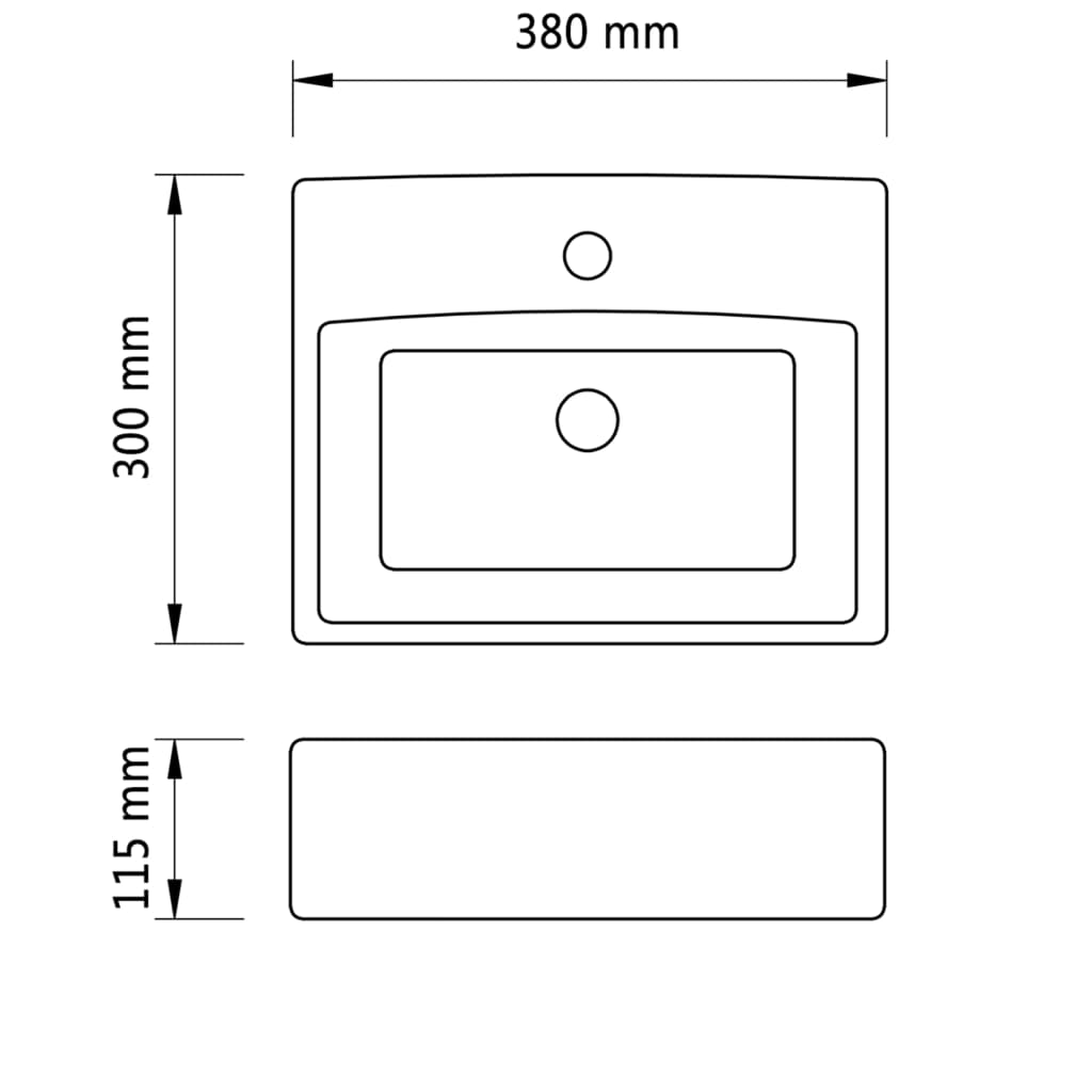 Lavabo carré à trou pour robinet Céramique Blanc vidaXL - 7
