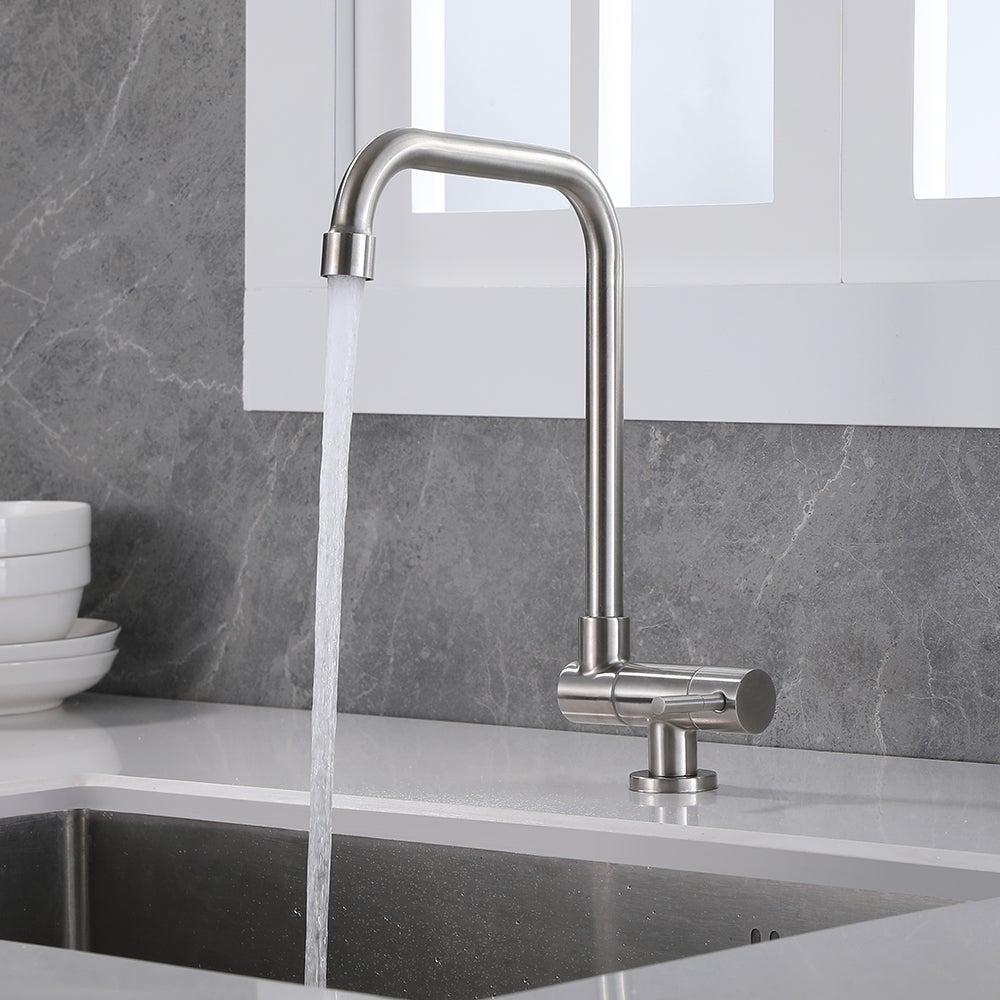 SUMERAIN Robinet de Cuisine Rabattable Pivotant à 360°, Robinet en Acier Inoxydable pour Eau Froide Seulement - 9