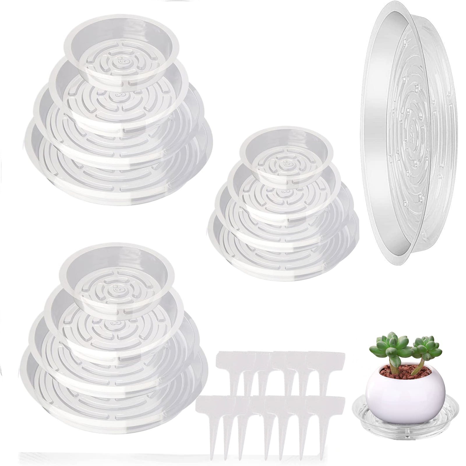 Soucoupes Pour Plantes Transparentes - Lot De 20, Diamètre 25 Cm - En Plastique PP, Pour Intérieur/extérieur - Pour Pots De Fleurs Ou Usage Divers - 10