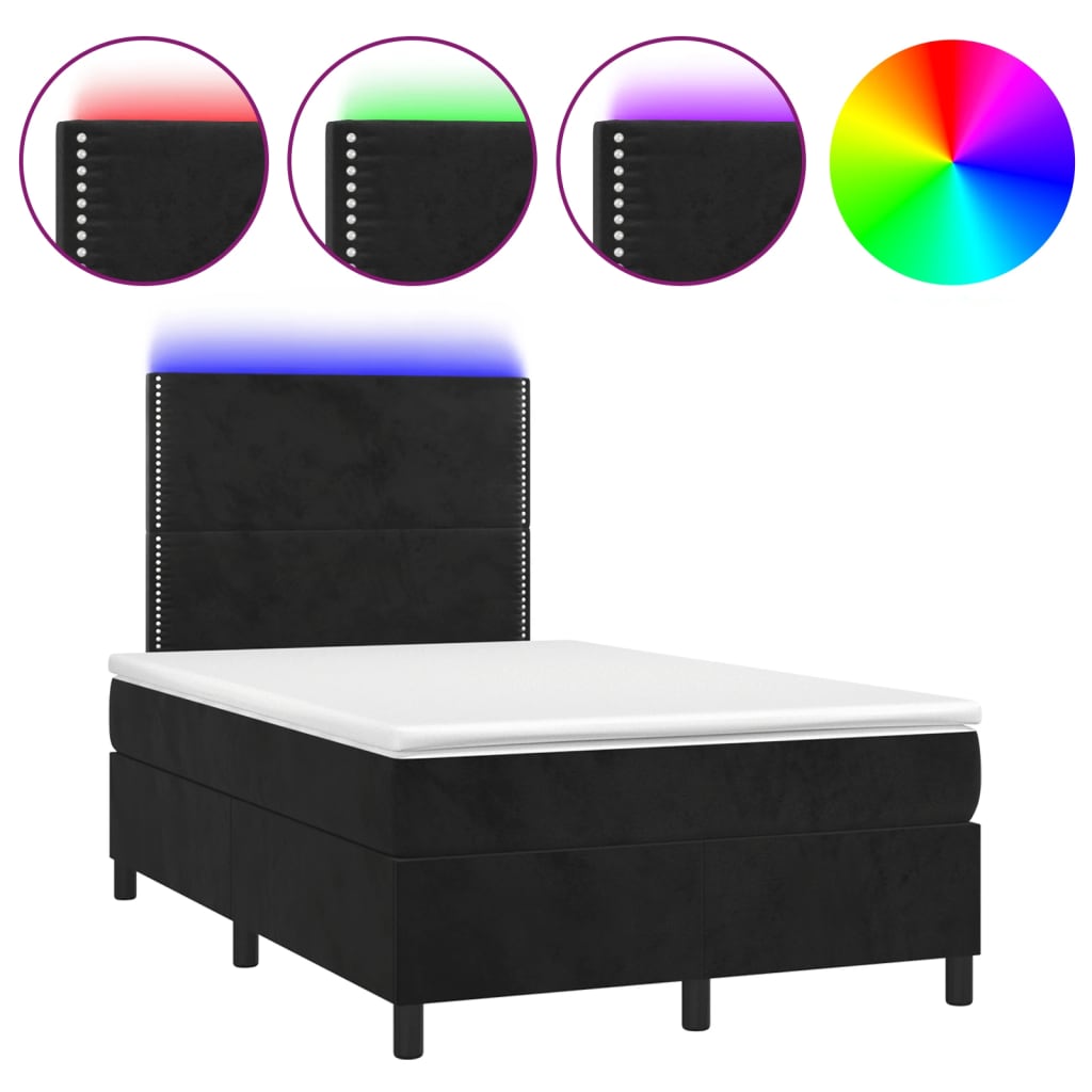 Sommier à lattes et matelas LED, noir, en velours, pour la chambre, 120 × 190 cm - 2