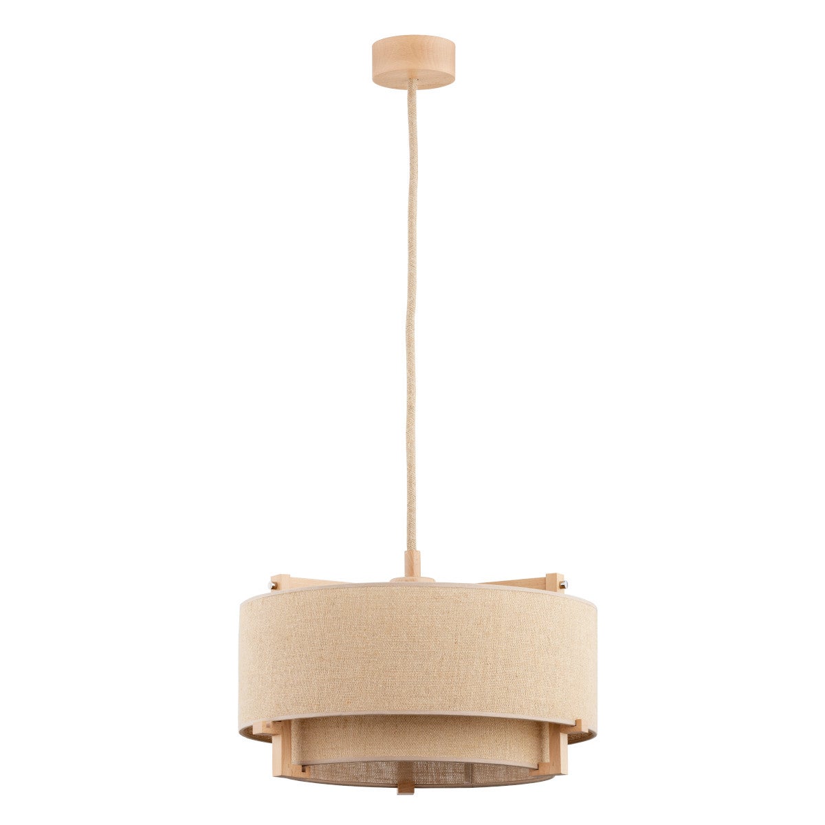 Lampa wisząca Lola jasne drewno-beżowa 1xE27x15W boho wym: 95 x 49 x 49 cm metal Alfa
