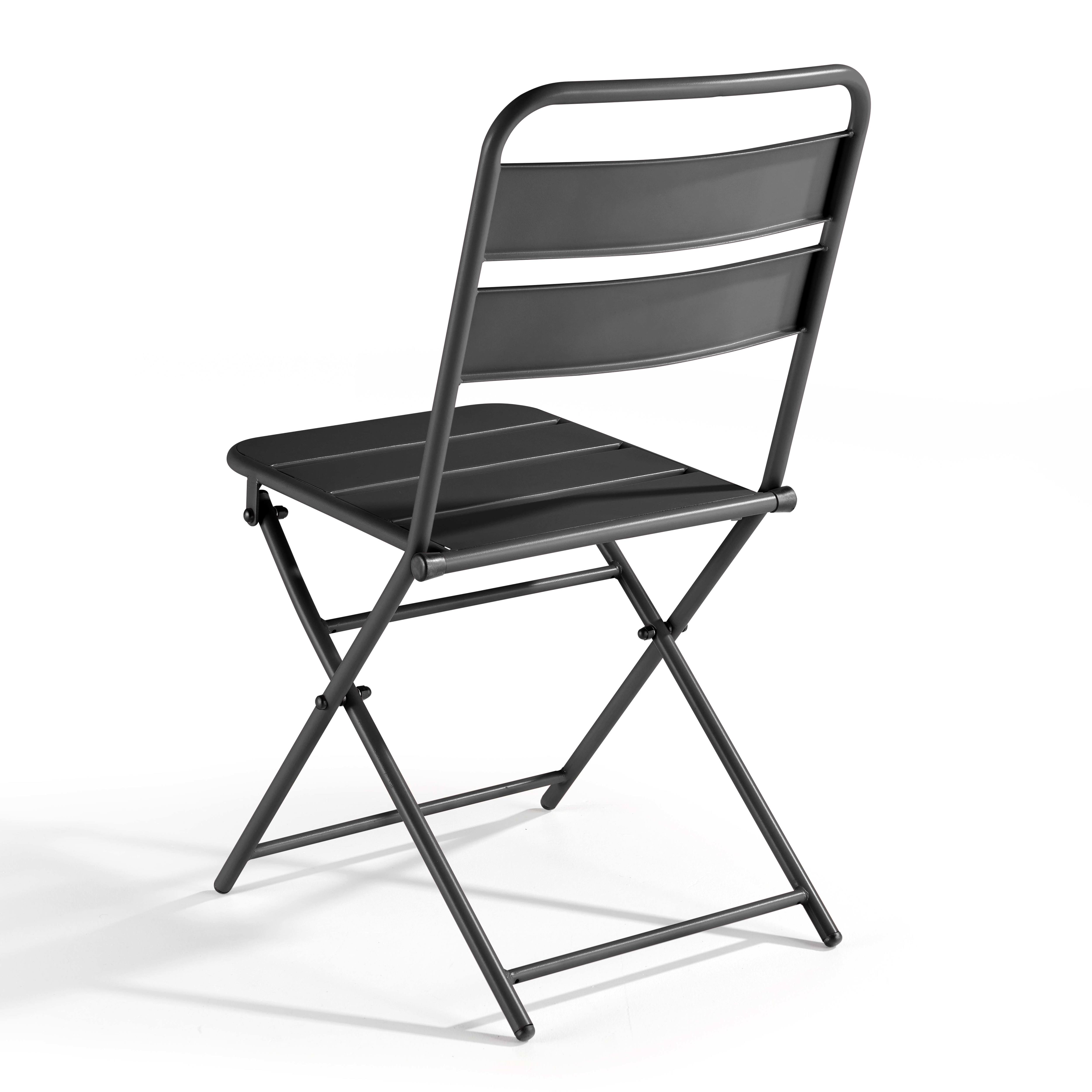 Lote de 2 sillas plegables de jardín de metal gris, Palavas - Oviala - 5