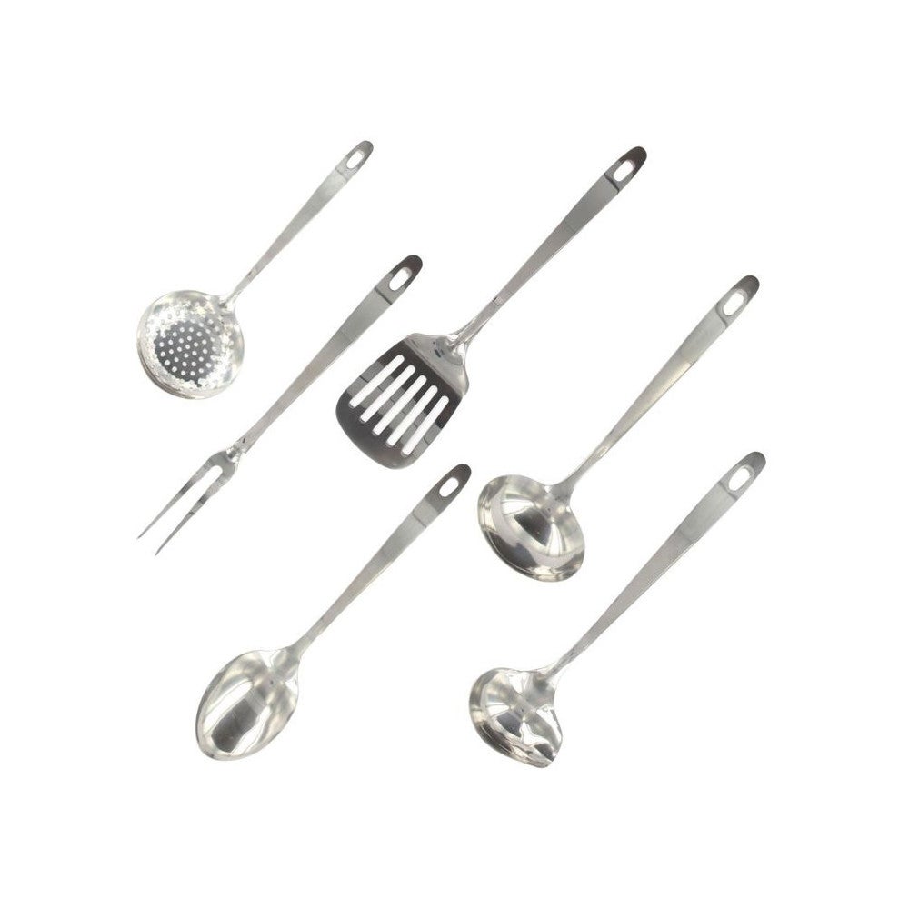 Ensemble 6 Ustensiles De Cuisine En Acier Inoxydable Résistant à La Chaleur - Poignées Ergonomiques