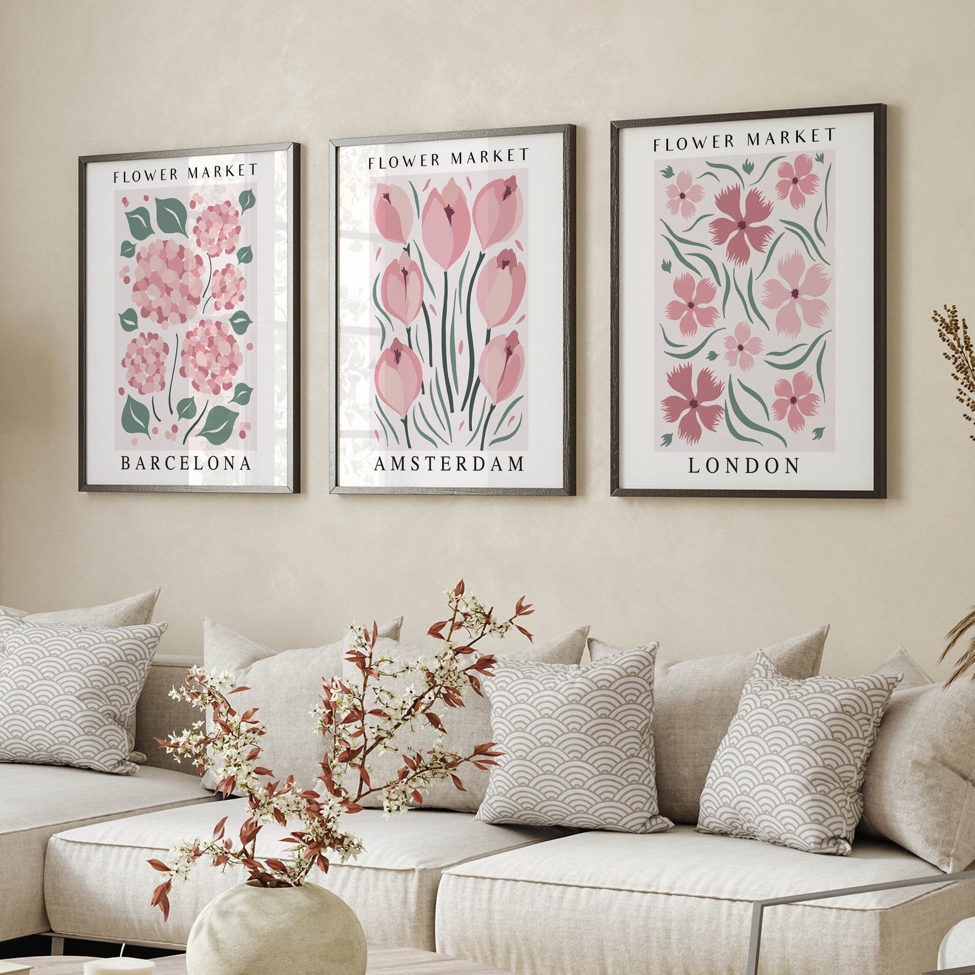 Générique Lot de 3 affiches de fleurs, affiches et impressions d'art de photos de fleurs roses vintage, collages muraux (21 x 30 cm) - 6