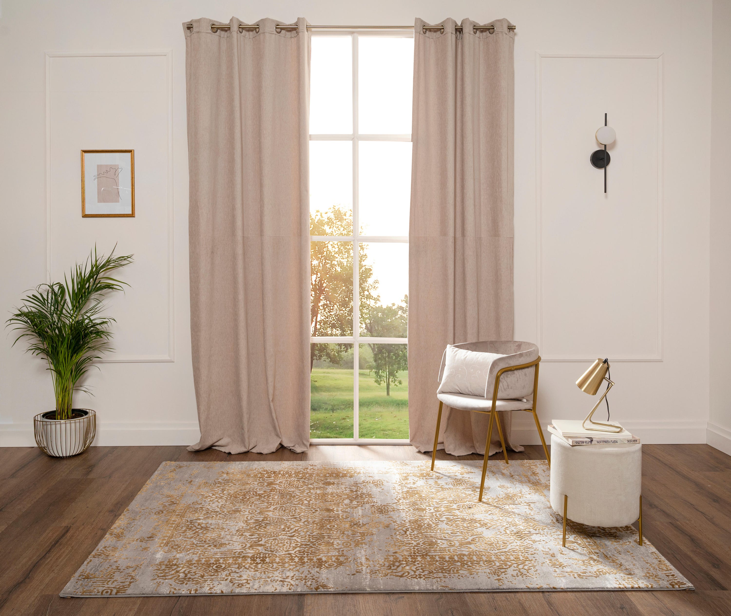 Cortinado ilhós Rene 140x270cm bege - 4