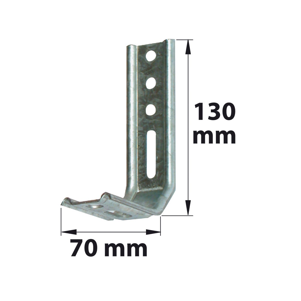 Equerre de fixation acier zingué, H.130 x L.70 x P.30 mm - 2