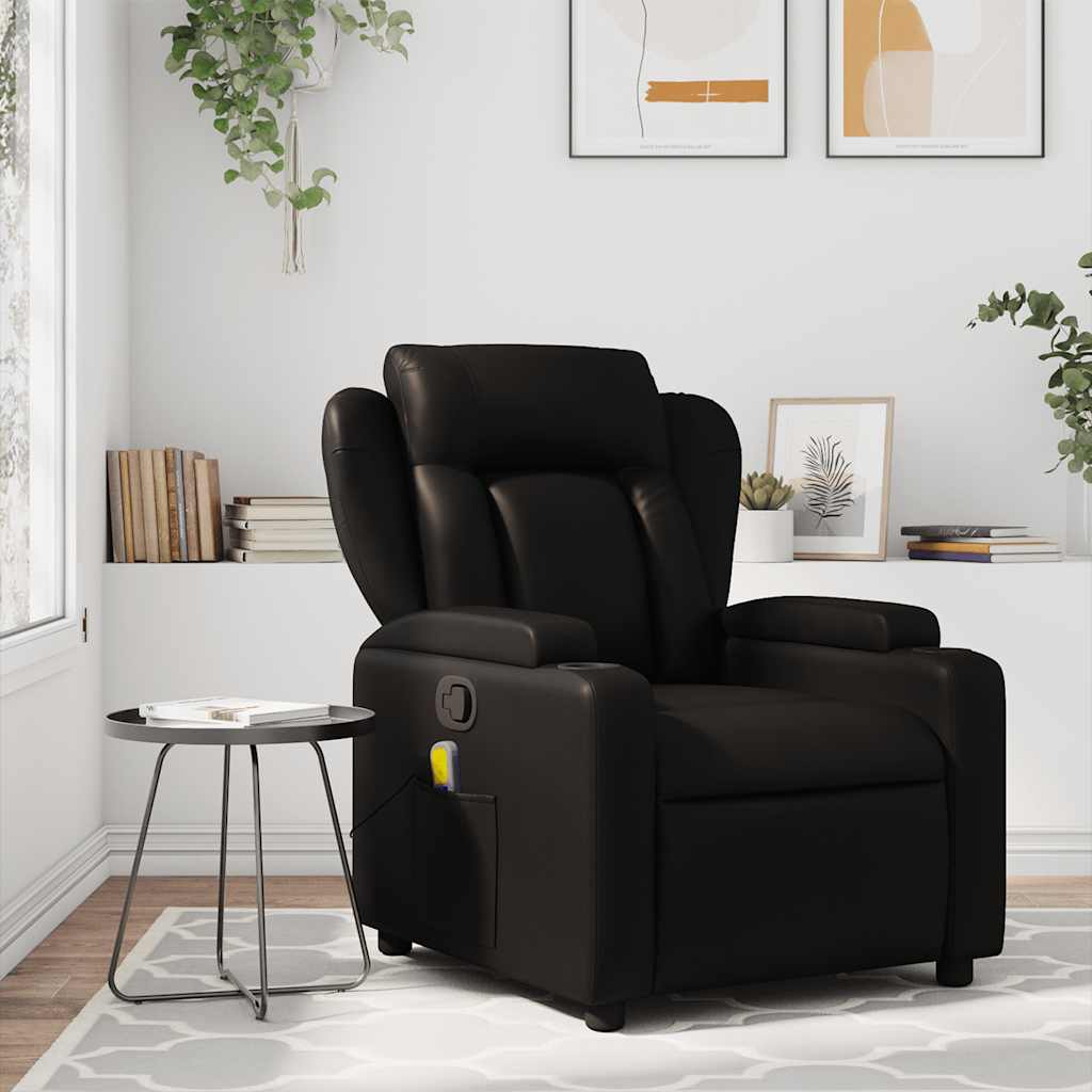 Fauteuil de Salon，Chaise，Fauteuil de massage inclinable noir similicuir - 2