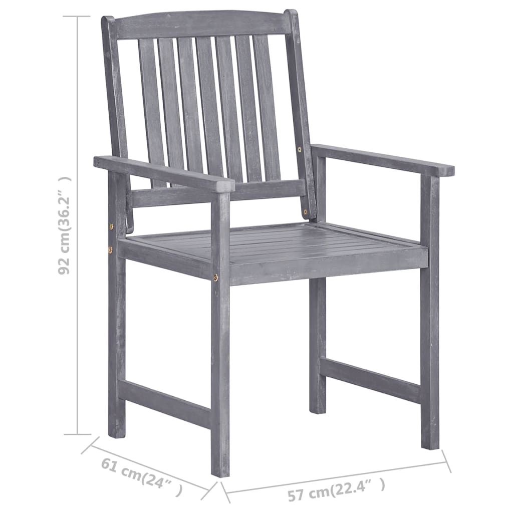 Chaises de jardin avec coussins 8 pcs Bois d'acacia solide Gris - 7