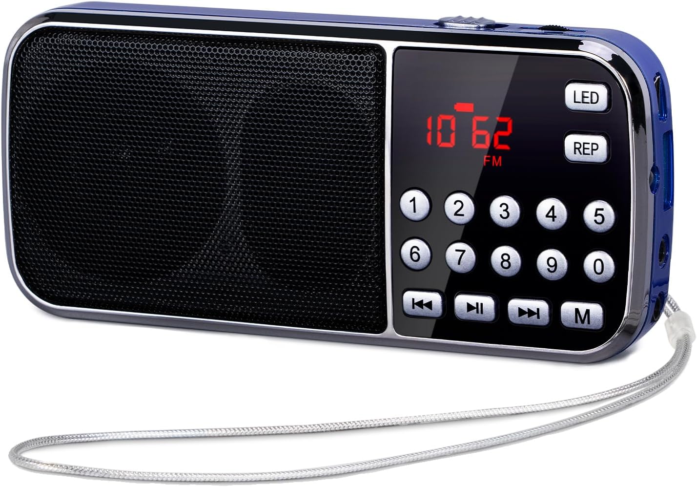 Przenośne radio, radio FM 3 W, latarka LED 1 x 200 mAh, akumulator, kompatybilne z MP3/AUX/USB/TF, kolor niebieski