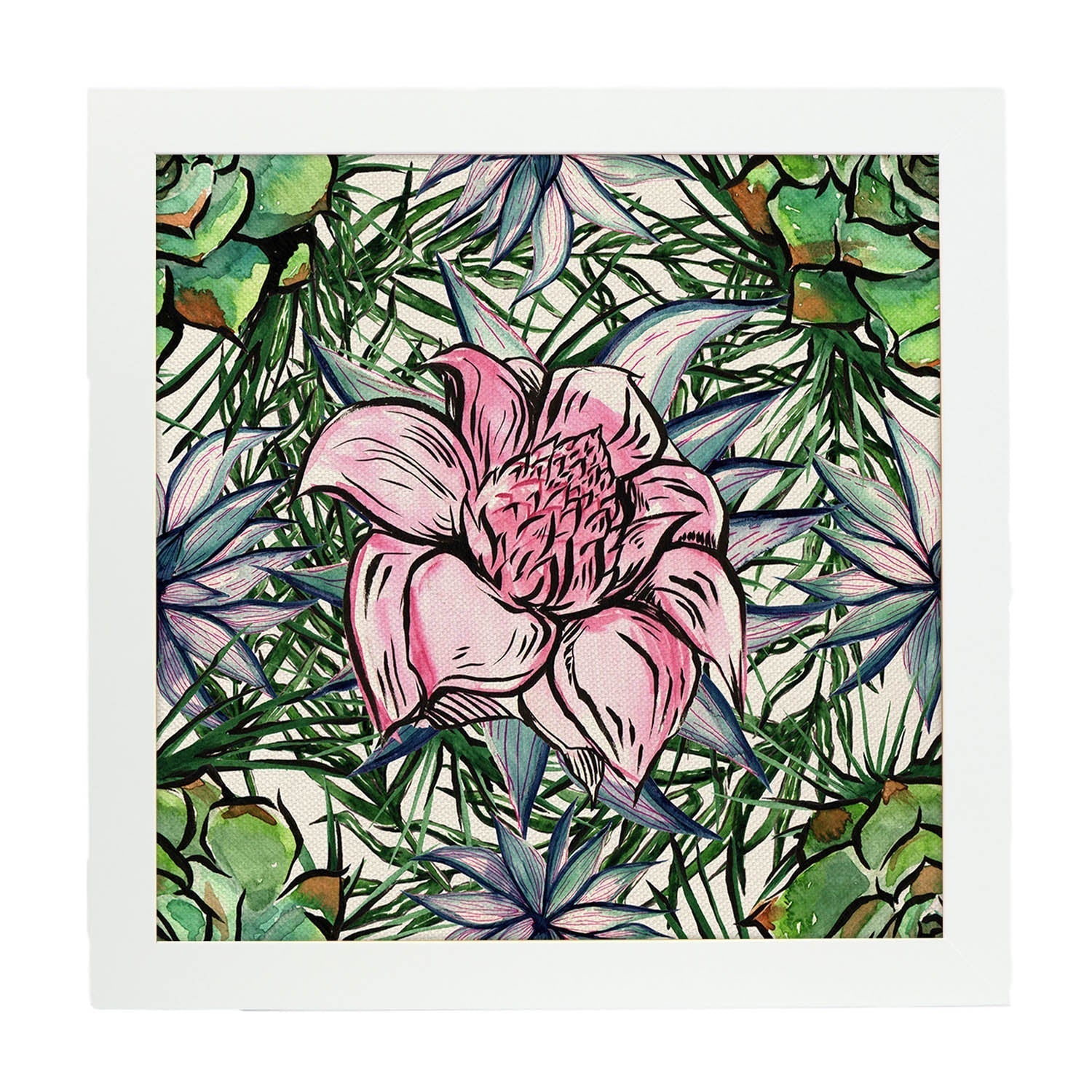 Affiche De Fleur Et De Nature. Square Flor Lamina Réveillée, Illustrée De Dessins De Couleur. Sans Cadre - 2