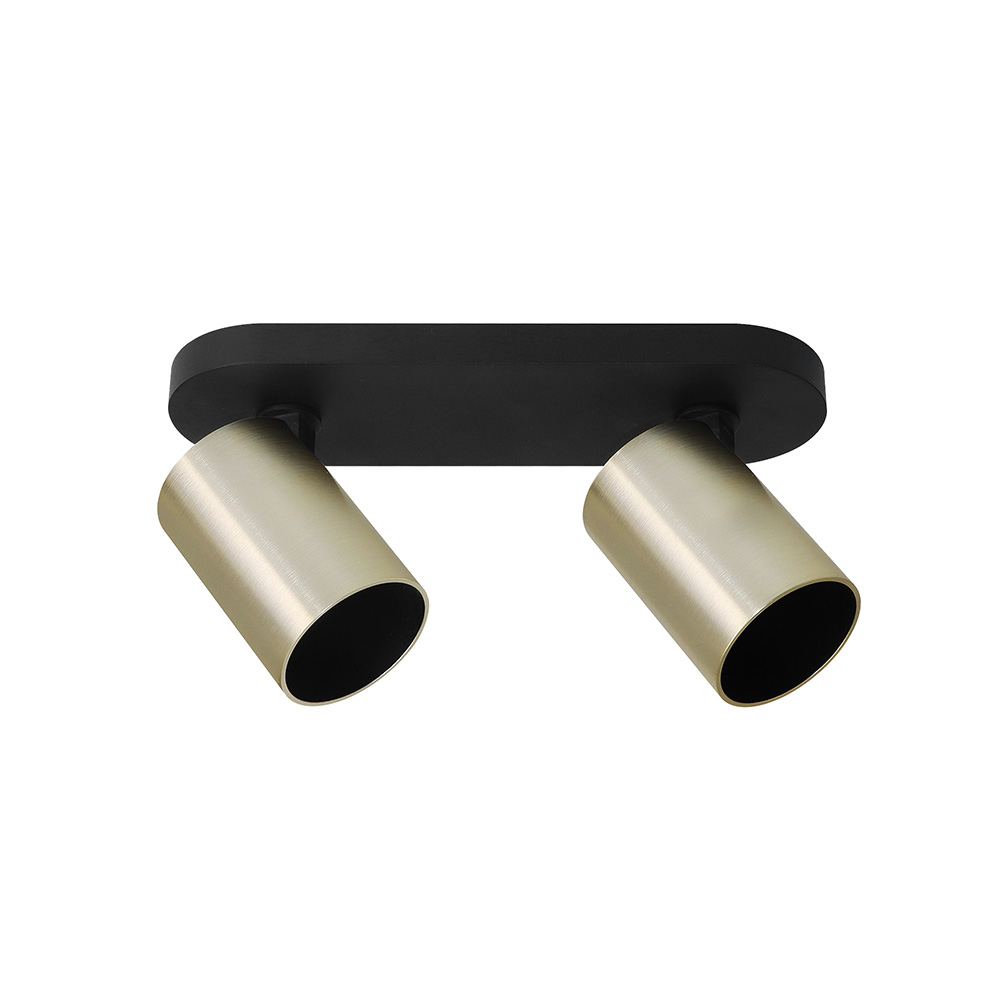 Listwa reflektorowa oświetleniowa natynkowa listwa typu spot MALGA 2 ELEGANT 2xGU10 czarna-eflektory złote IP20 EDO